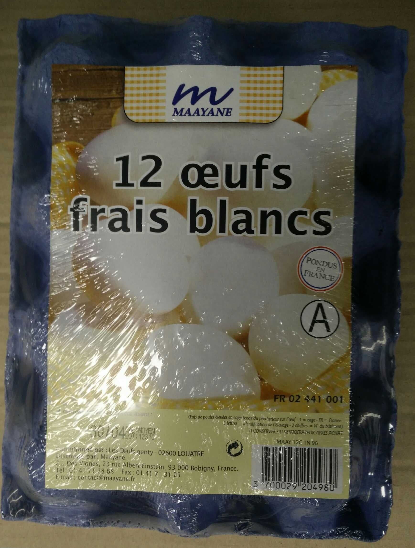 Maayane 12 oeufs frais blancs packshot