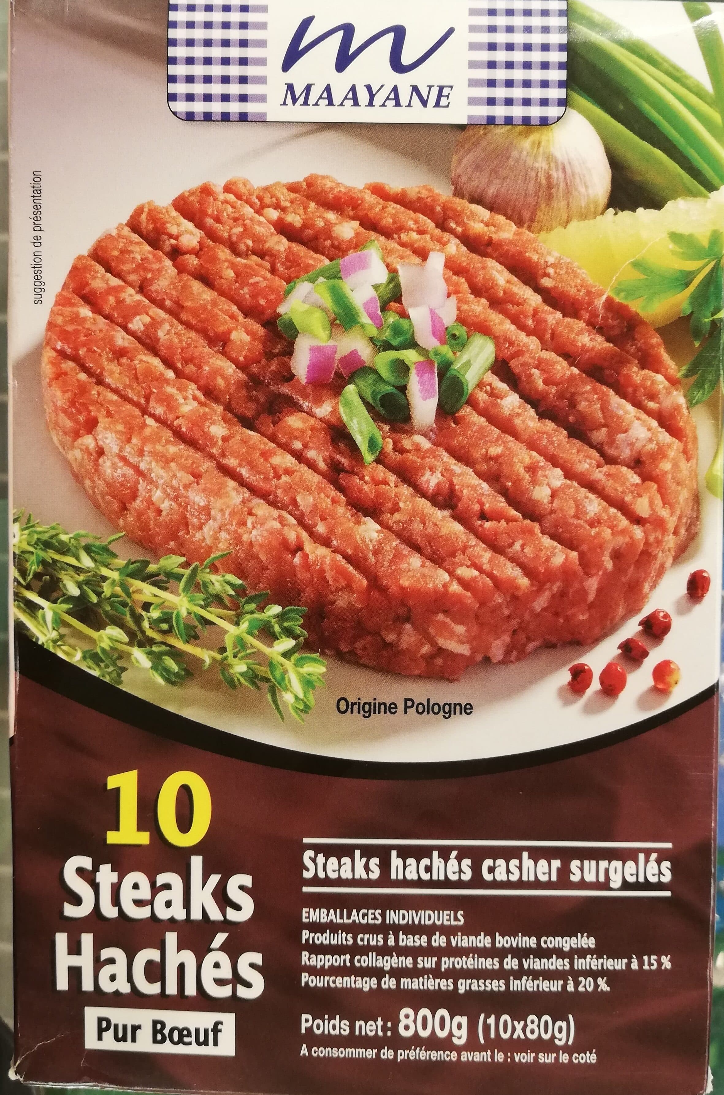 Maayane 10 Steaks Hachés Pur Boeuf packshot