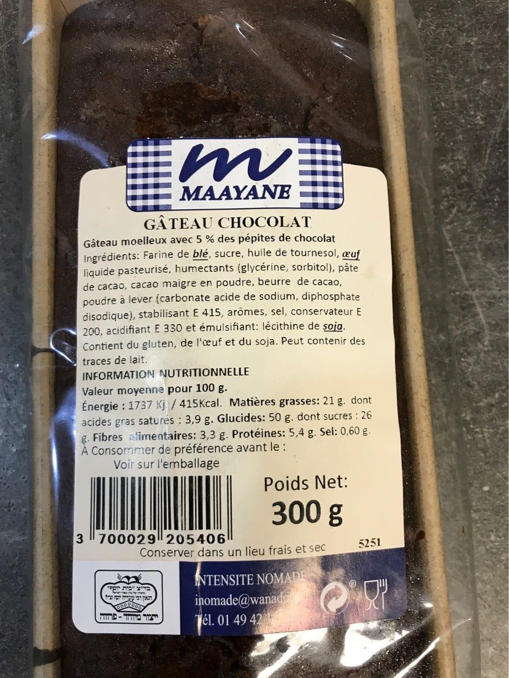 Intensité Nomade Gâteau Chocolat packshot