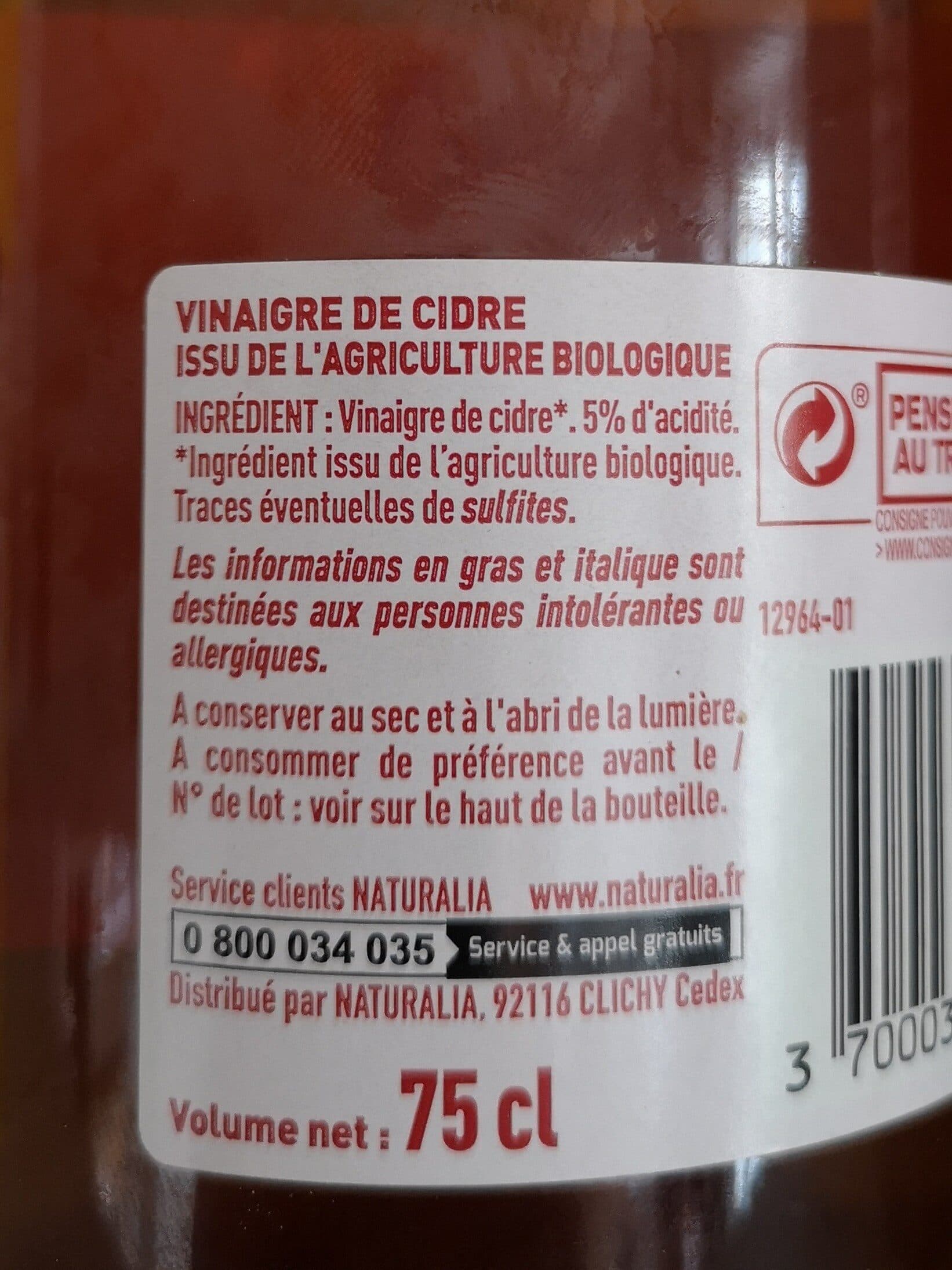 Naturalia Vinaigre de cidre packshot
