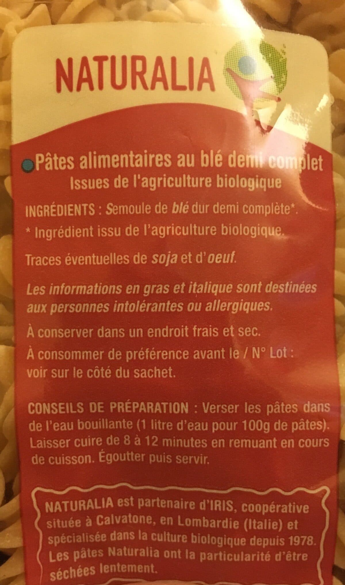 Naturalia Torsades Semi Completes Pâtes packshot