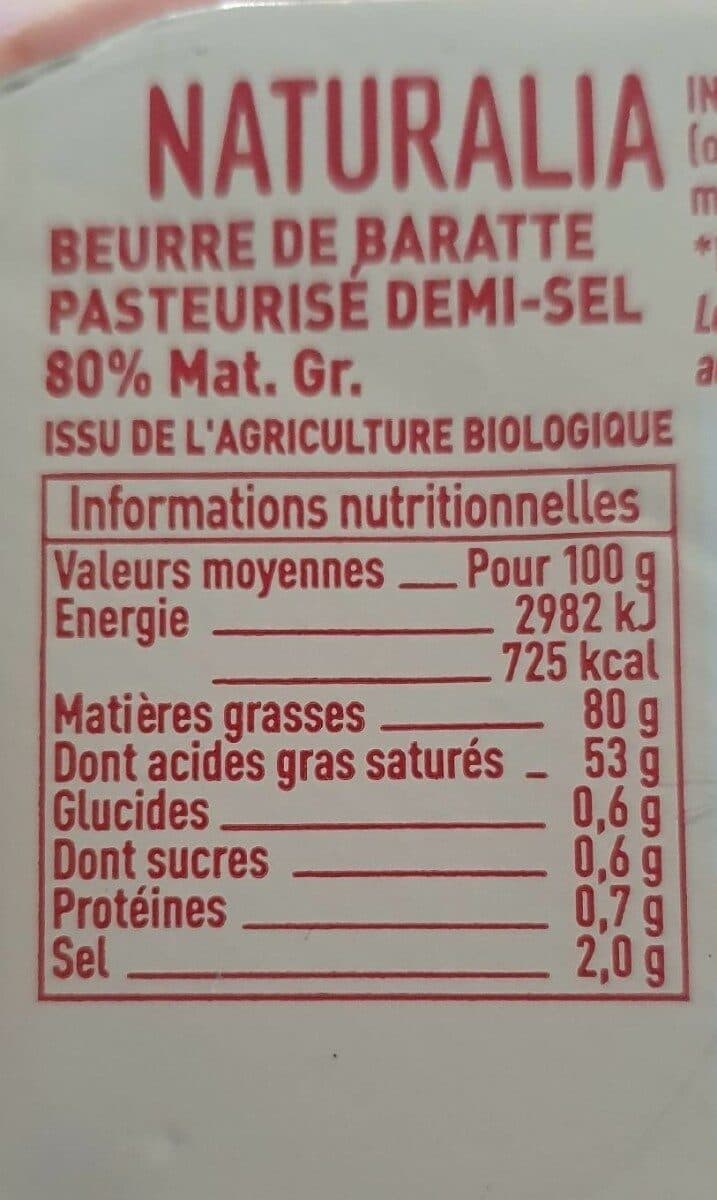 Naturalia Beurre de baratte demi-sel packshot