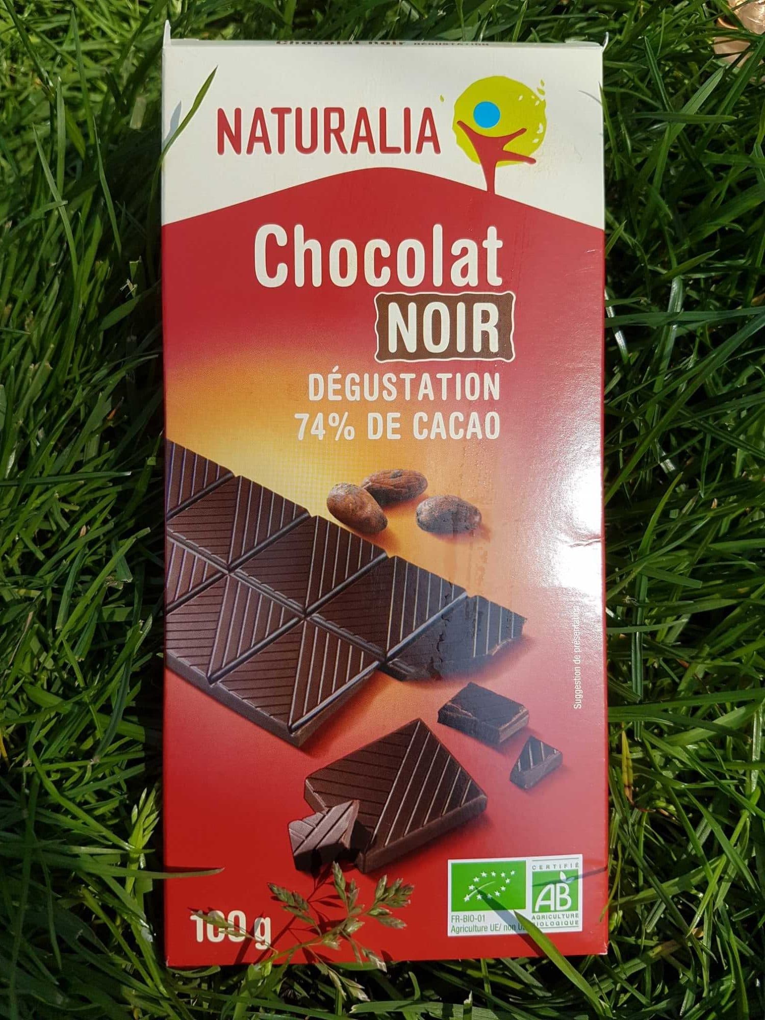 Naturalia Chocolat noir dégustation 74% de cacao packshot