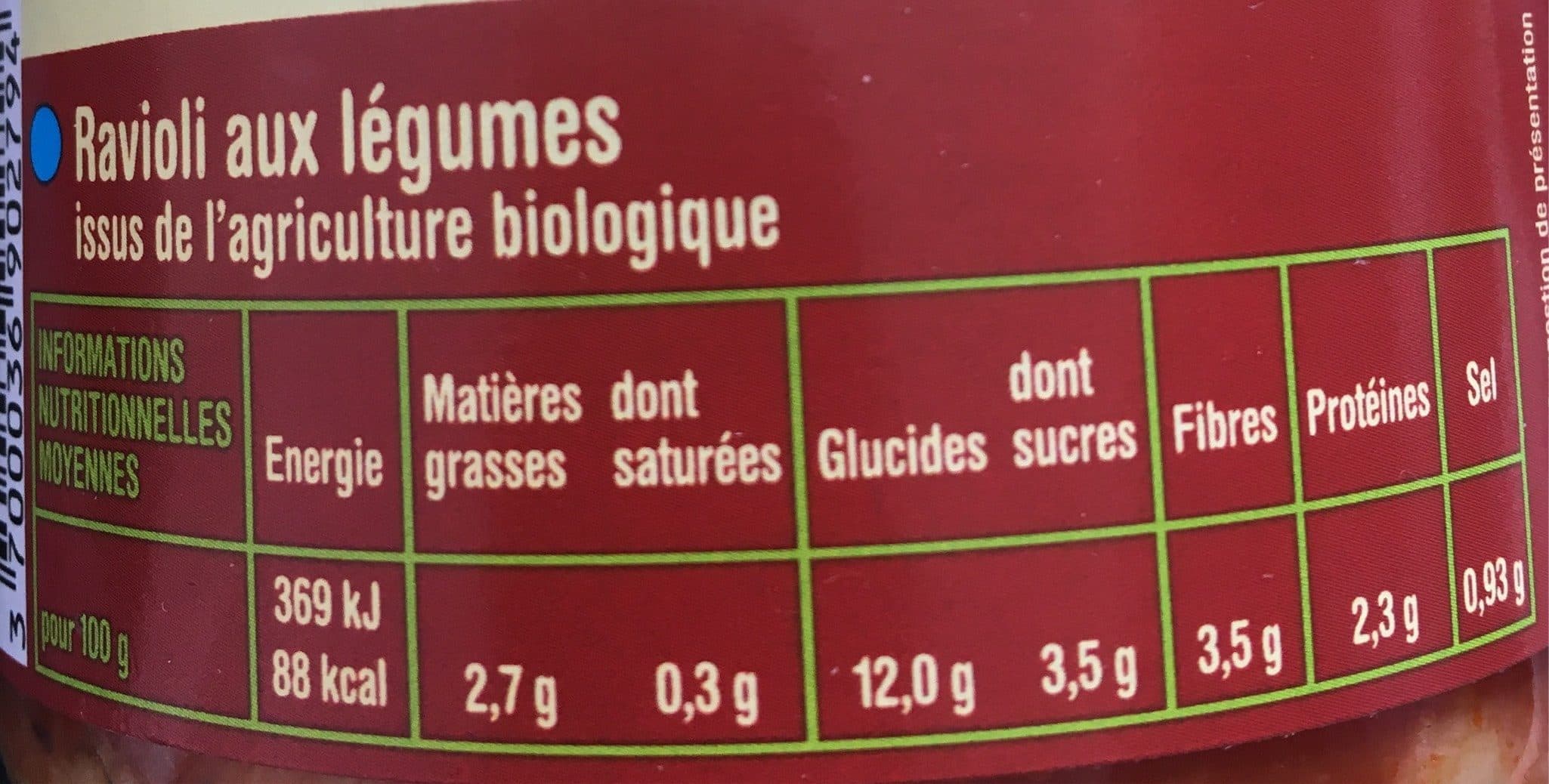 Naturalia Ravioli aux légumes packshot