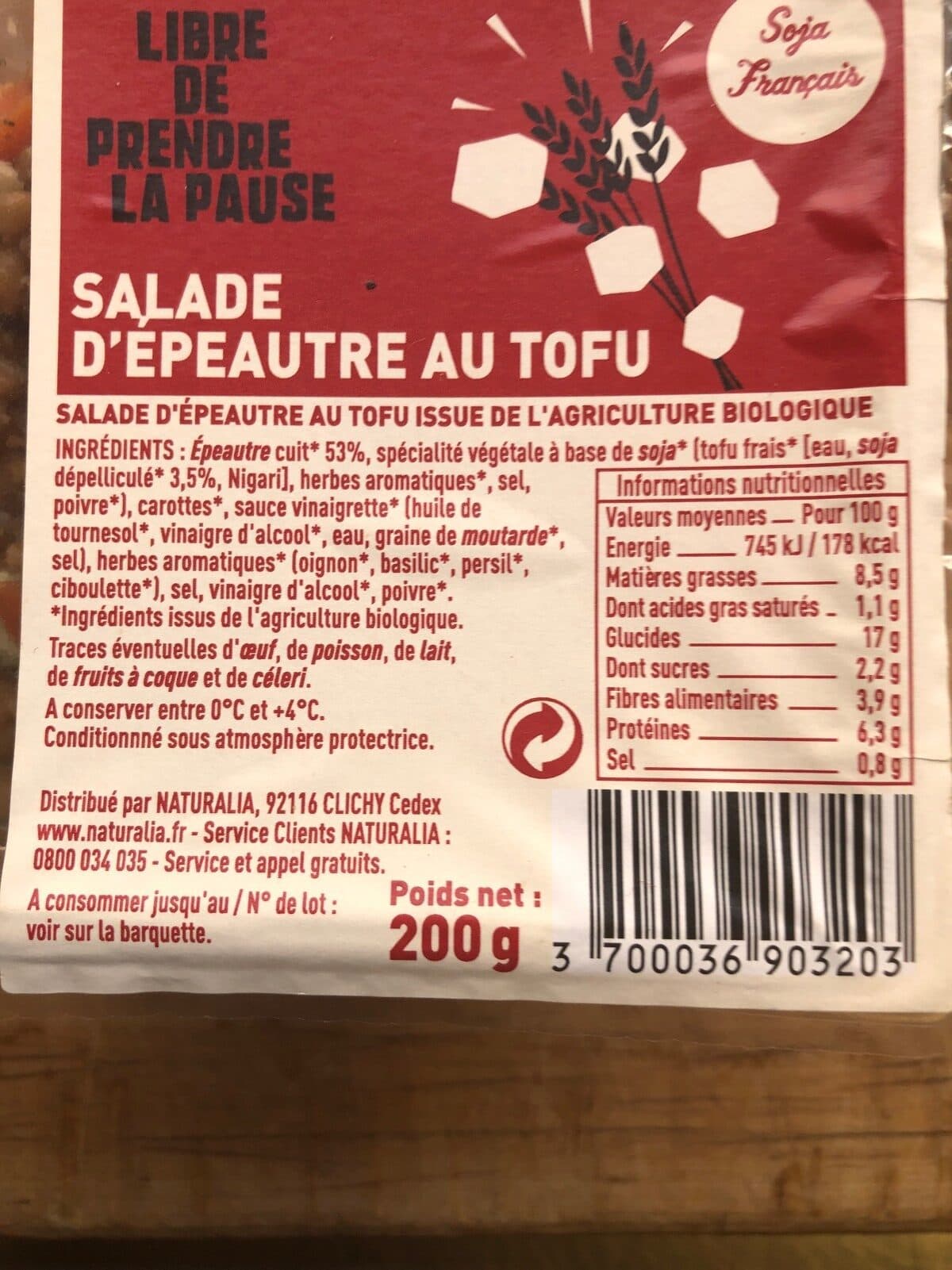 Naturalia Salade d'épeautre au tofu packshot