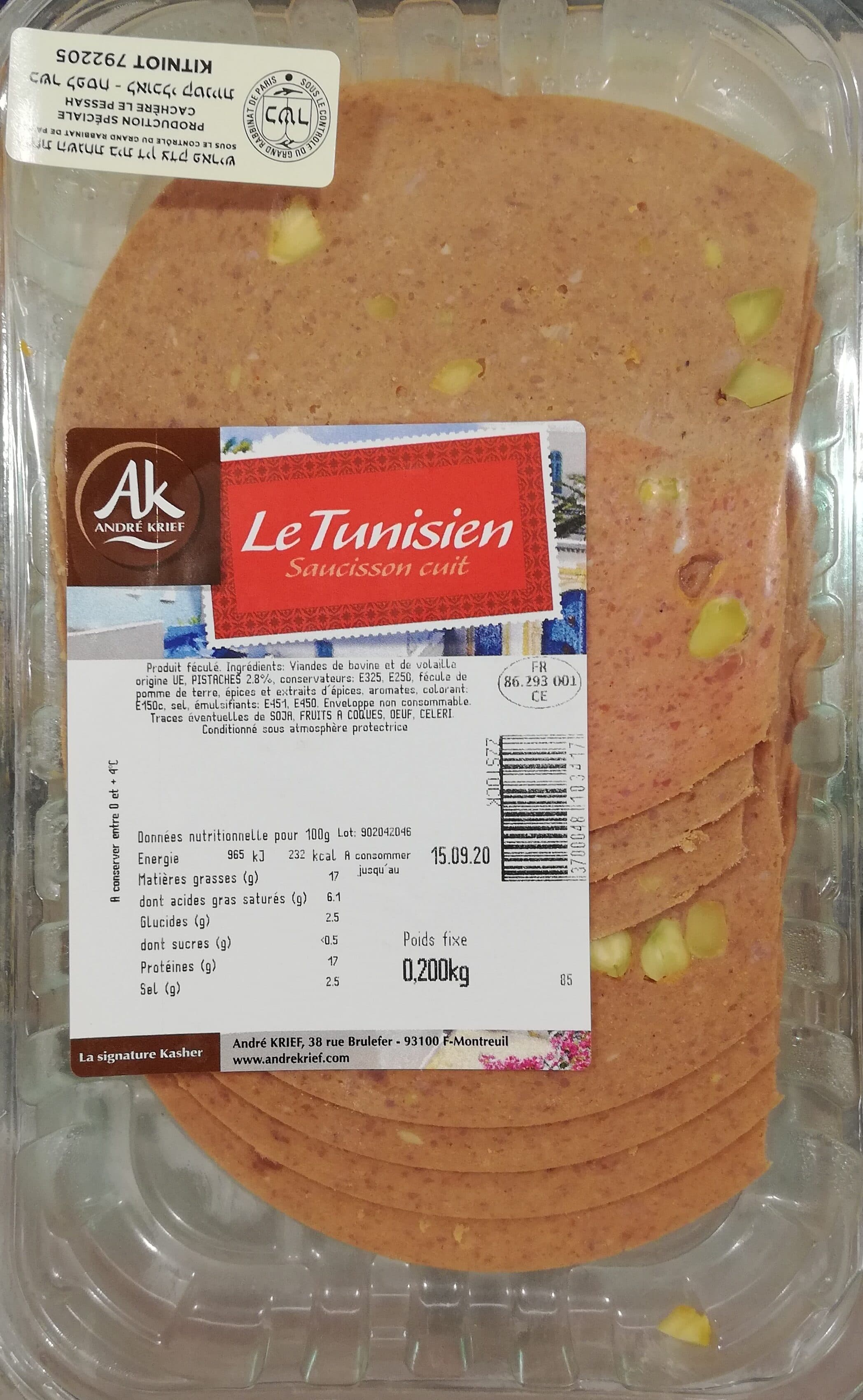 André Krief Saucisson Tunisien Tranche packshot