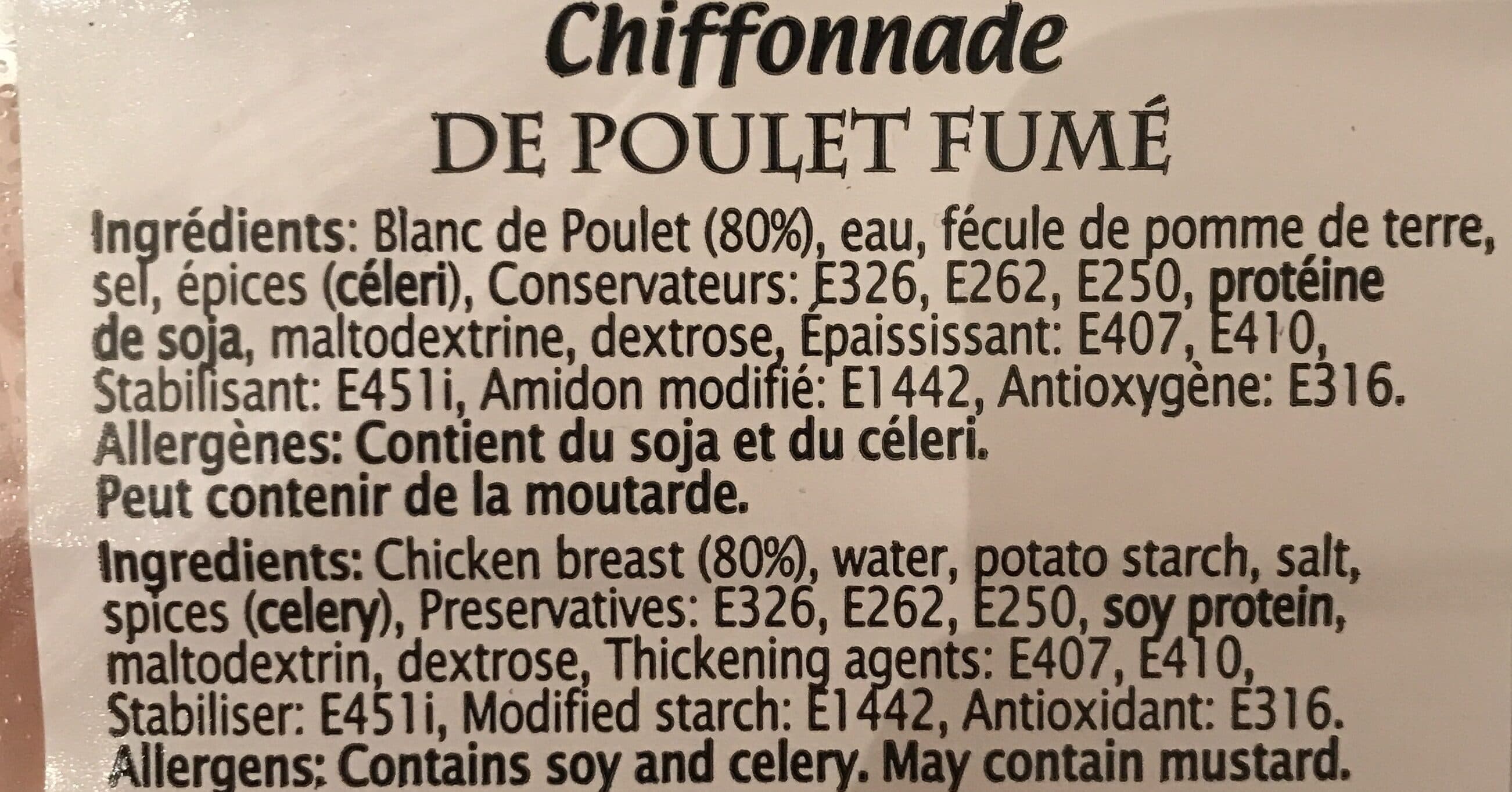 André Krief Chiffonnade de poulet fumé packshot