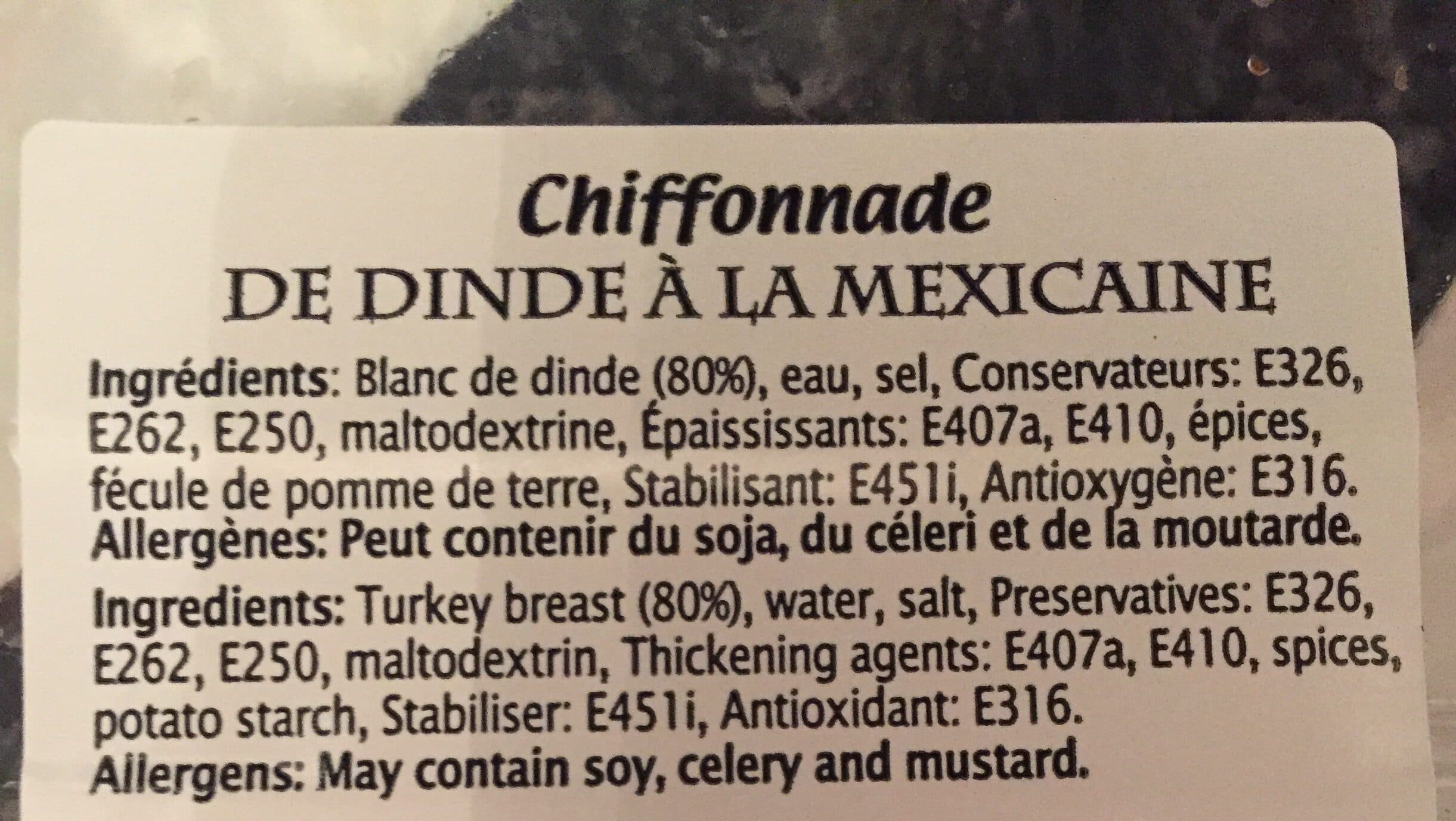 Andre Krief Chiffonade de dinde a la mexicaine packshot