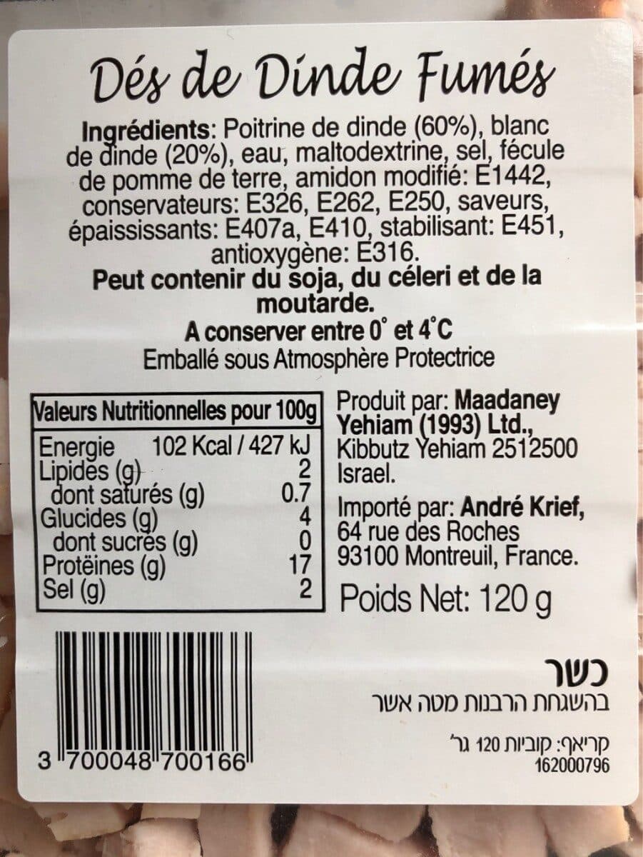 André Krief Dés de dinde Fumés packshot