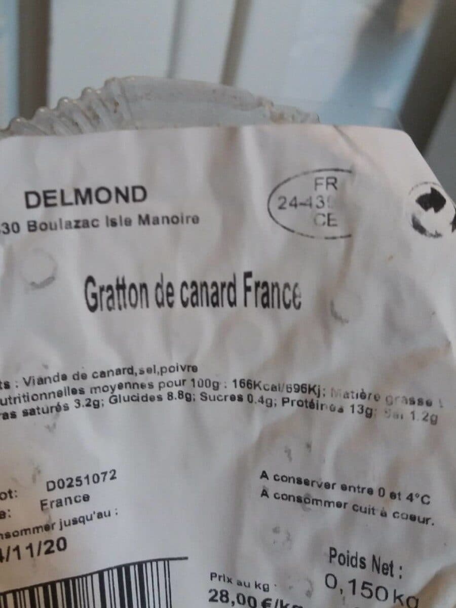 Open Food Facts Gratton de canard packshot