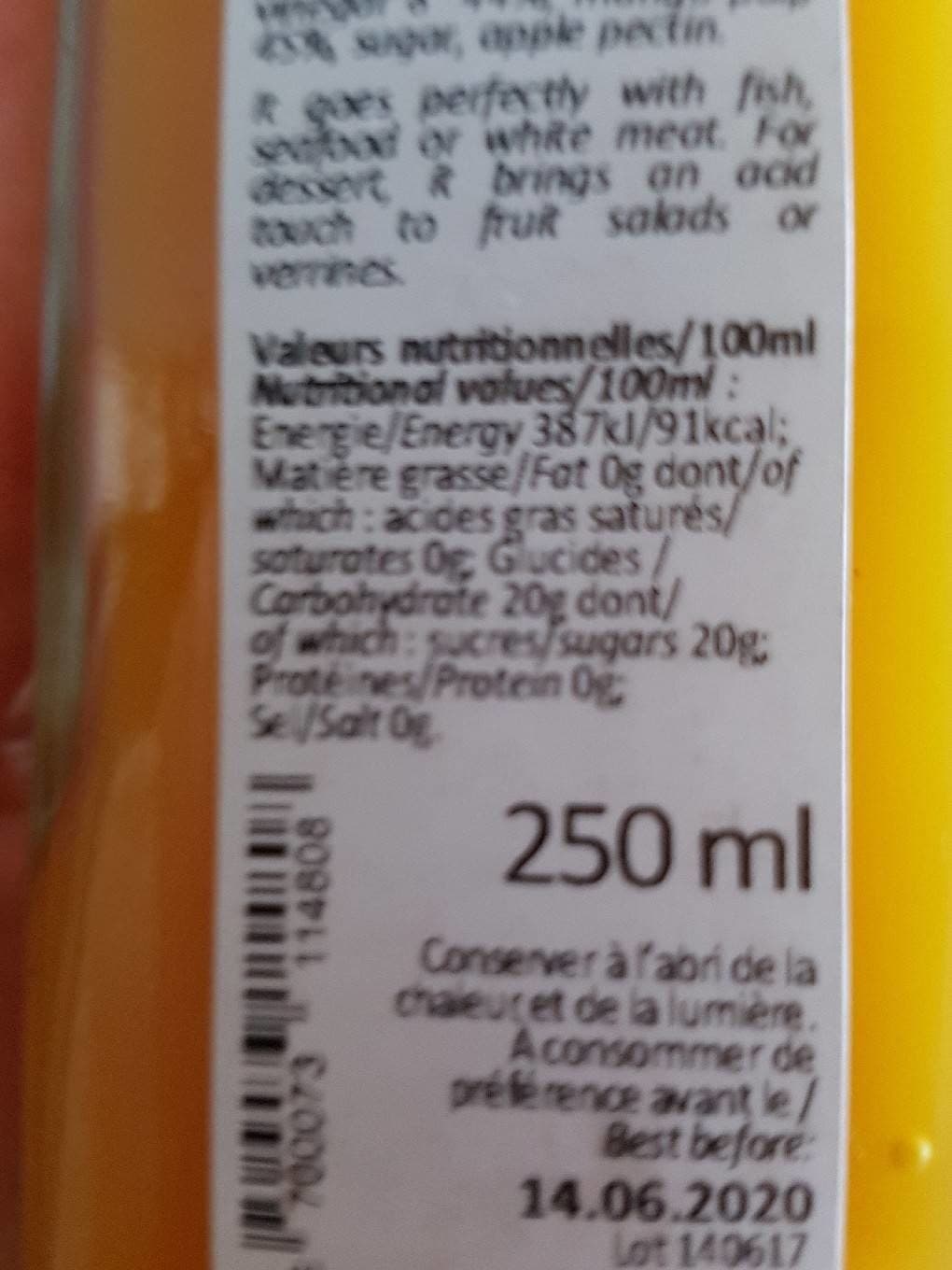 Mille Et Une Huiles Vinaigre et pulpe de mangue packshot