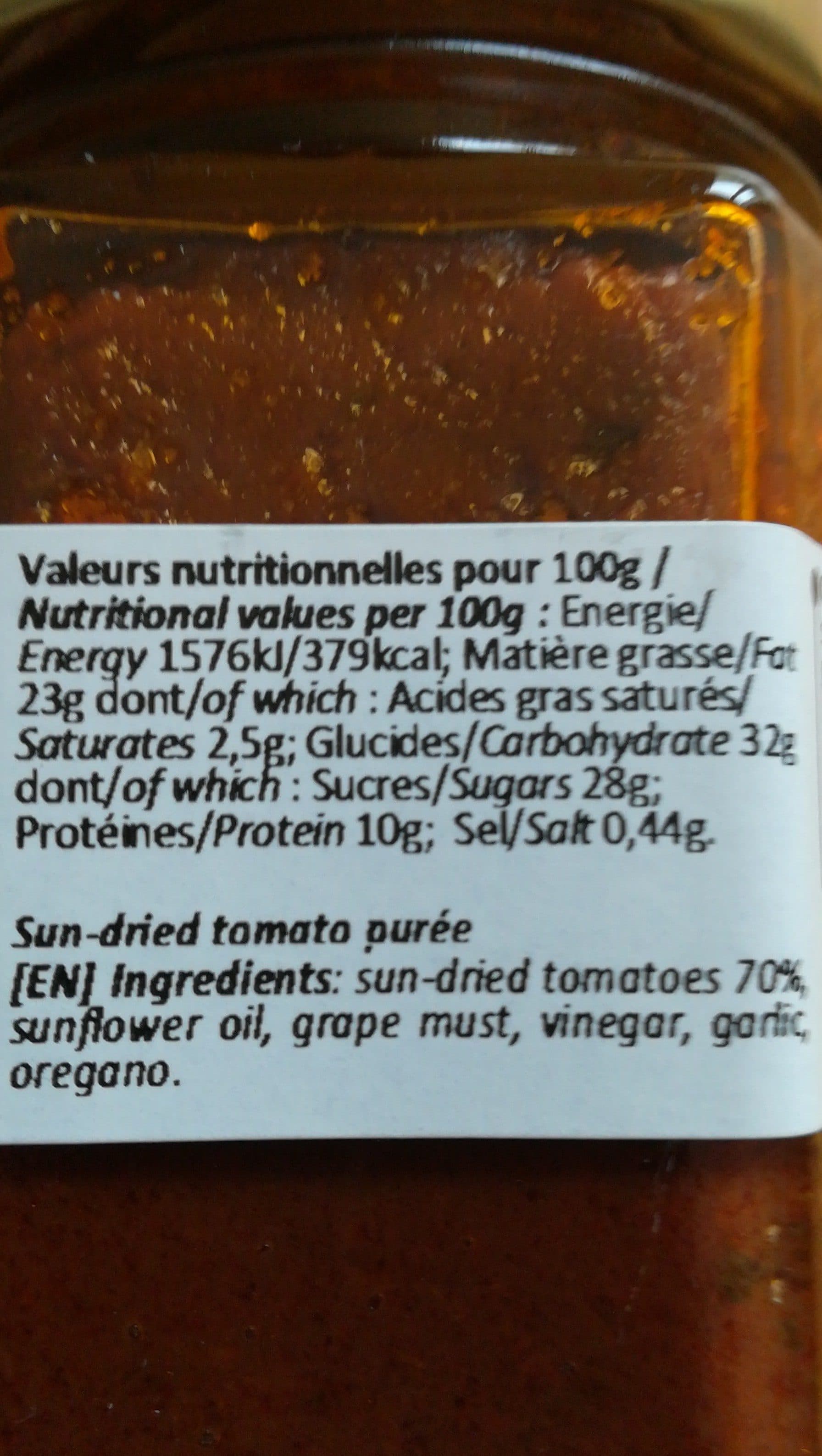 Mille et une huiles Purée tomates séchées au soleil packshot