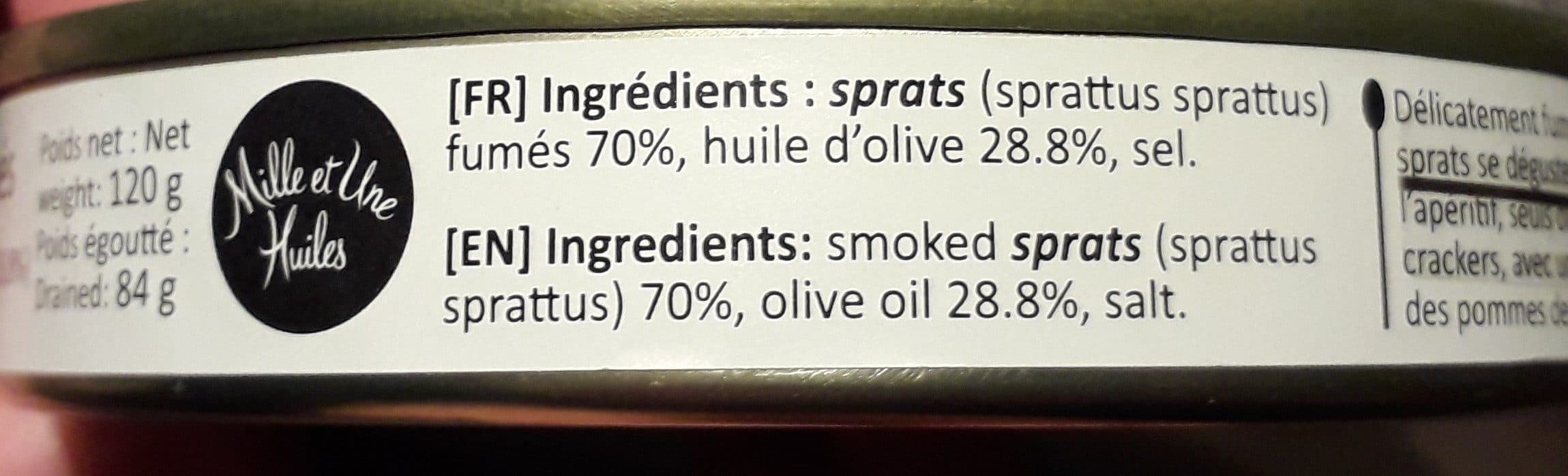 Mille et Une Huiles Sparts fumées à l' huile d'olive packshot