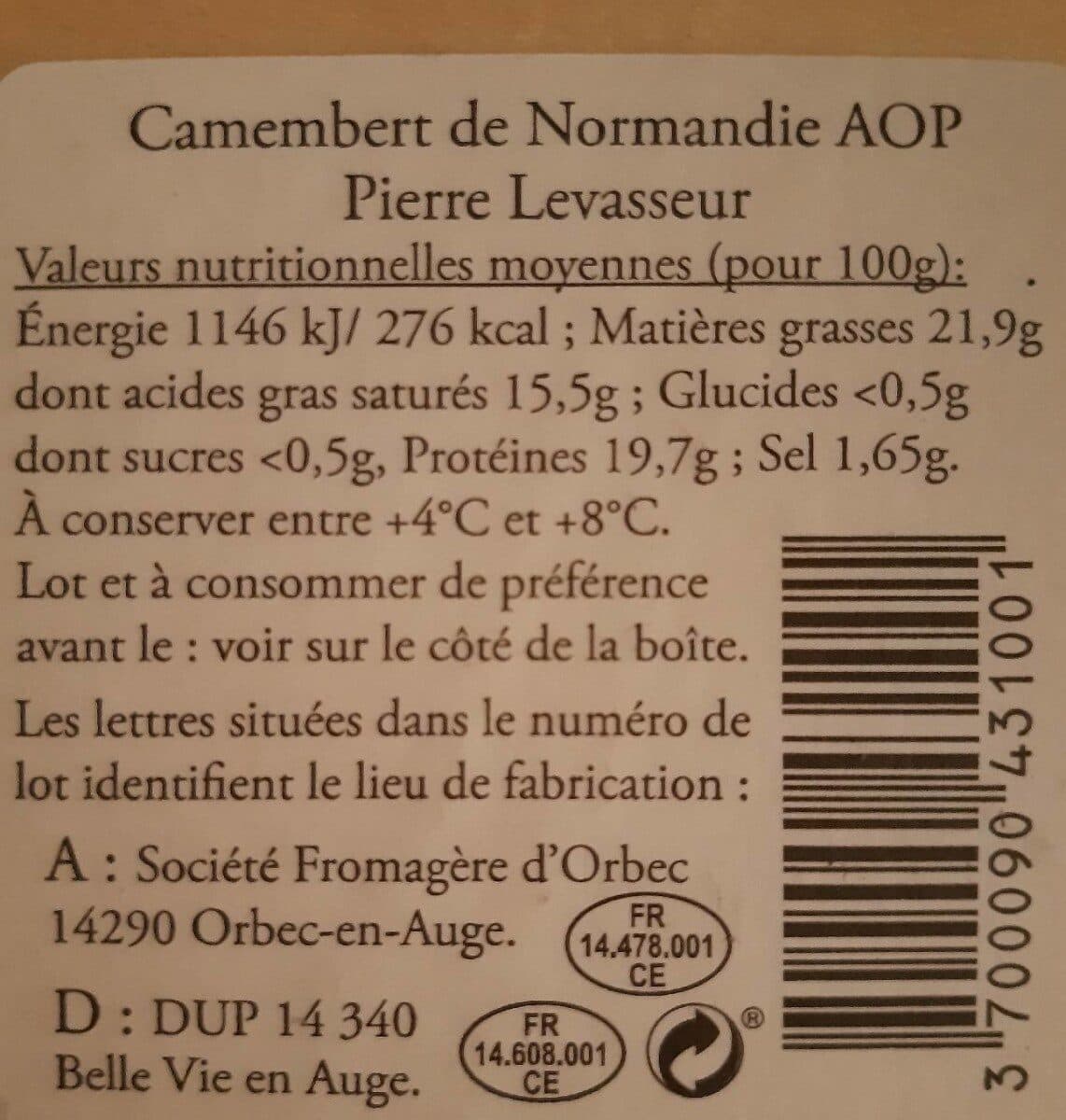 Levasseur Camembert de Normandie AOP Pierre Levasseur packshot