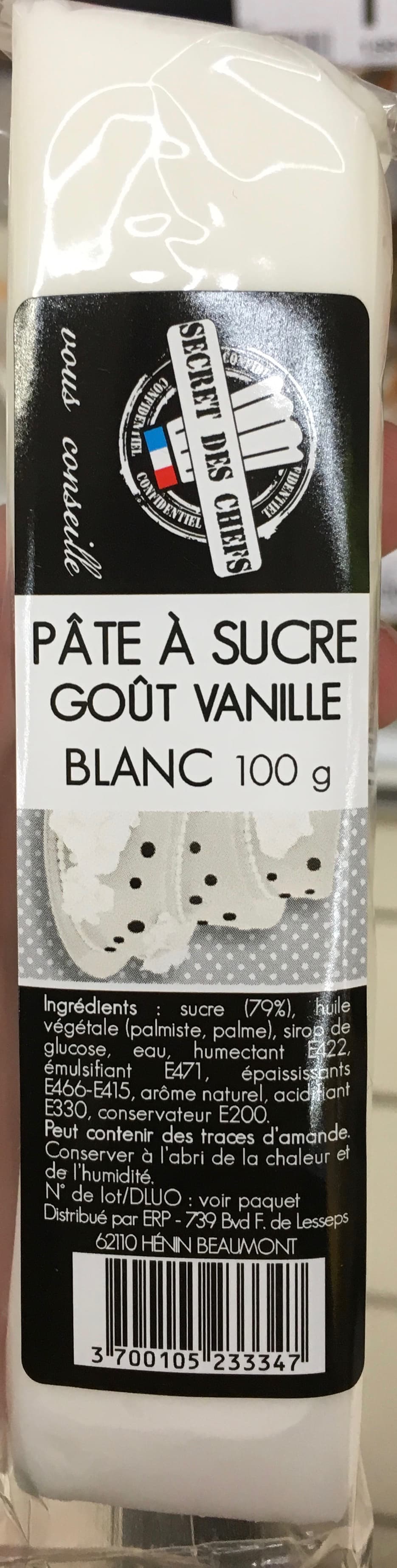 Secret des chefs Pâte à sucre goût vanille blanc packshot