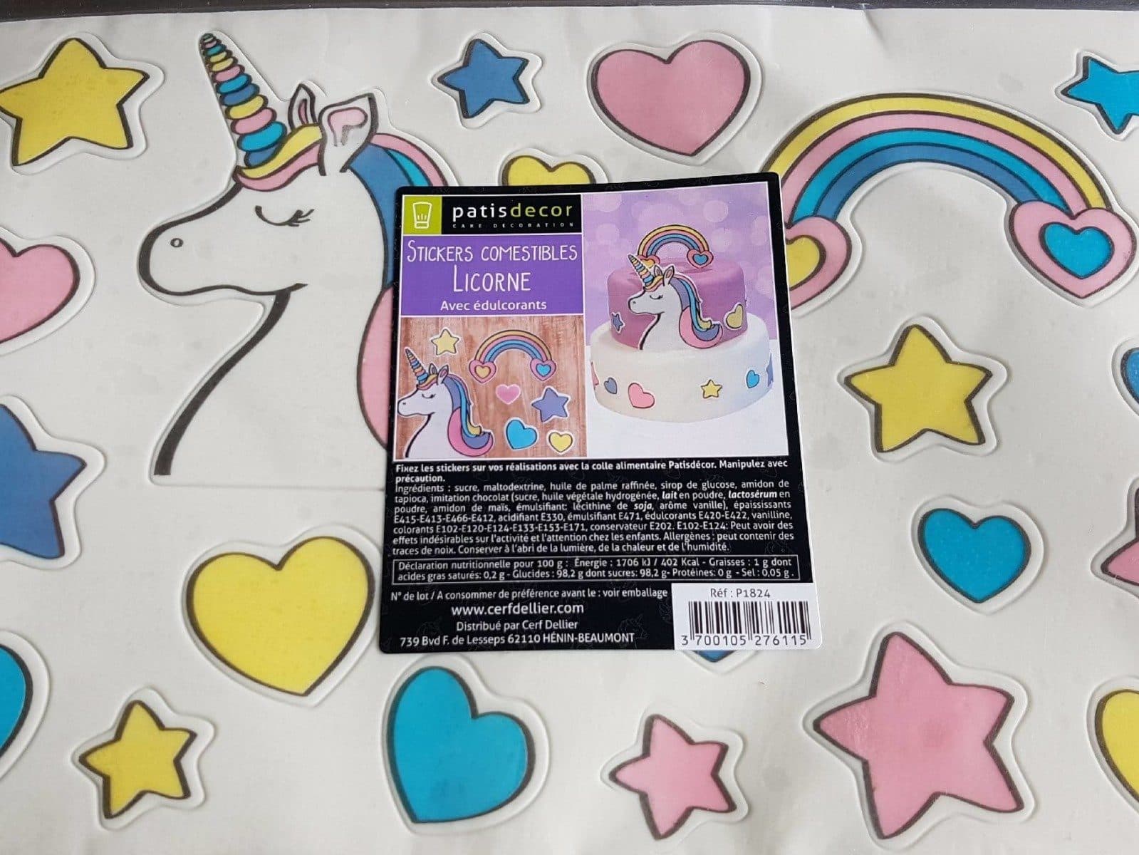 Patisdecor Stickers comestibles LICORNE Avec édulcorants. packshot