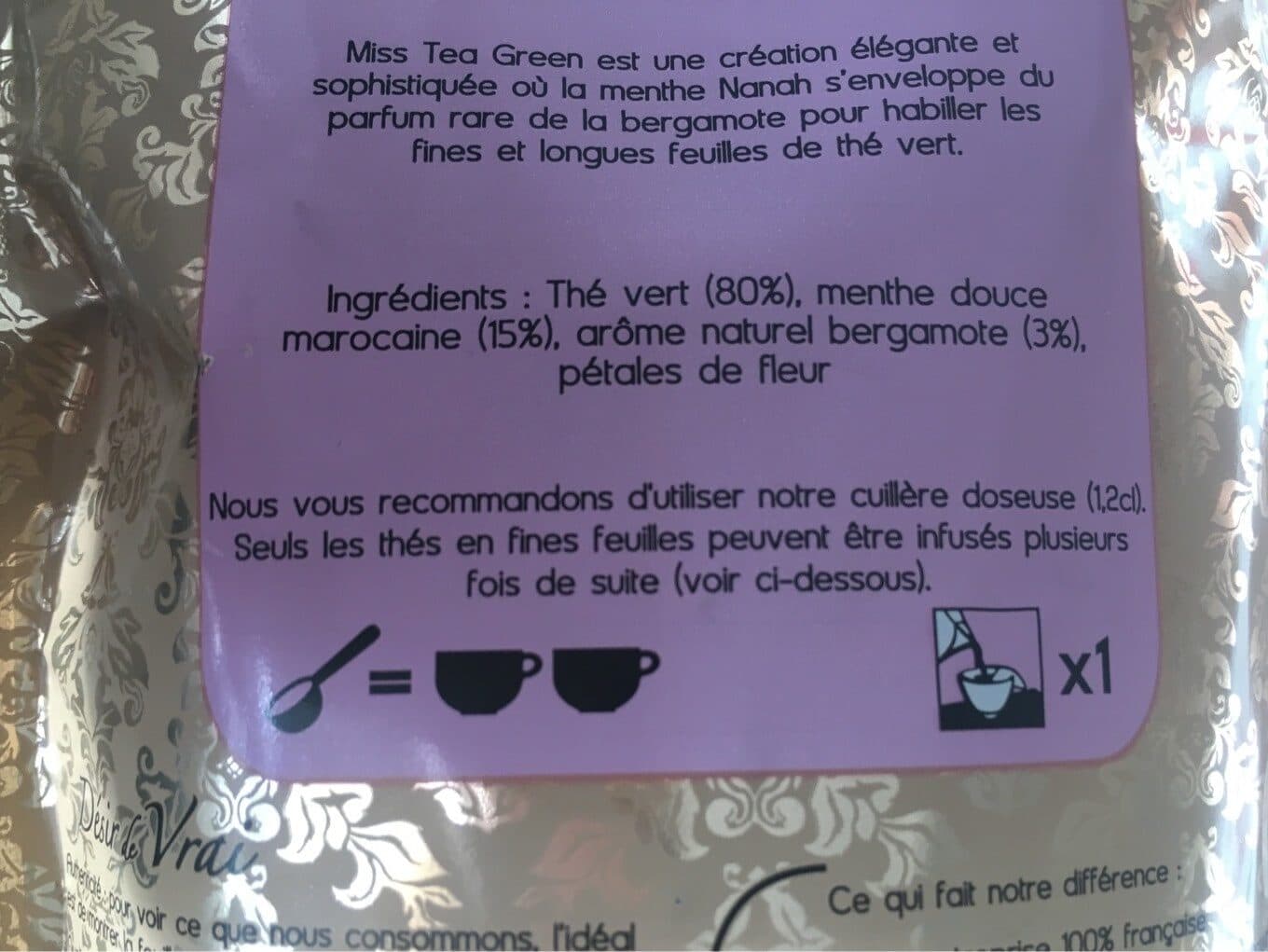 Desir De Vrai Miss green tea packshot