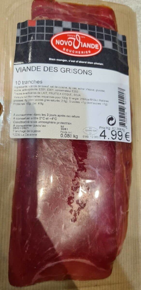 Novoviande Viande des grisons packshot