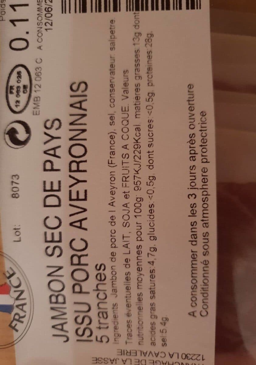 JASSE LARZOU Jambon sec supérieur packshot