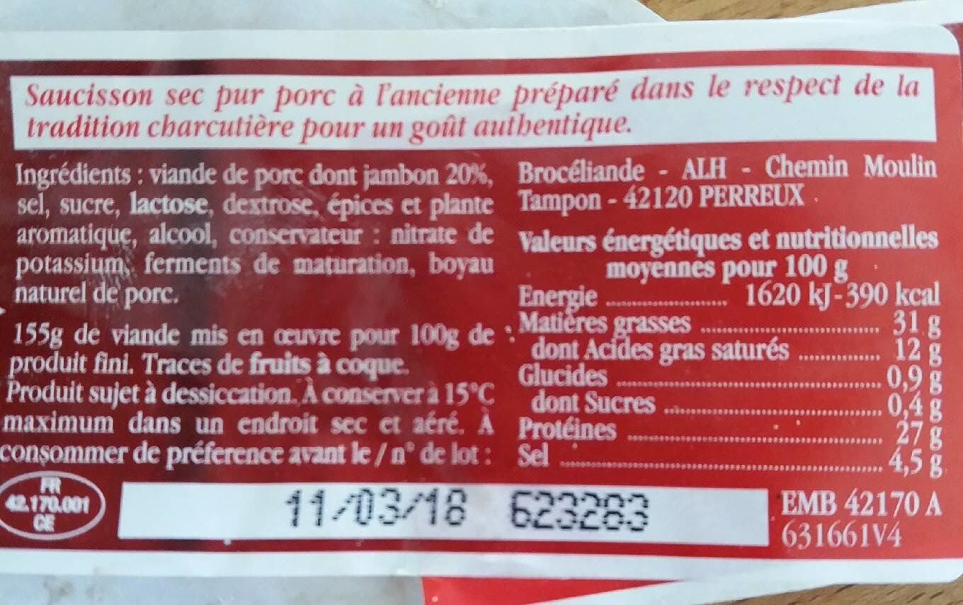 BROCÉLIANDE Saucisson sec à l'ancienne packshot