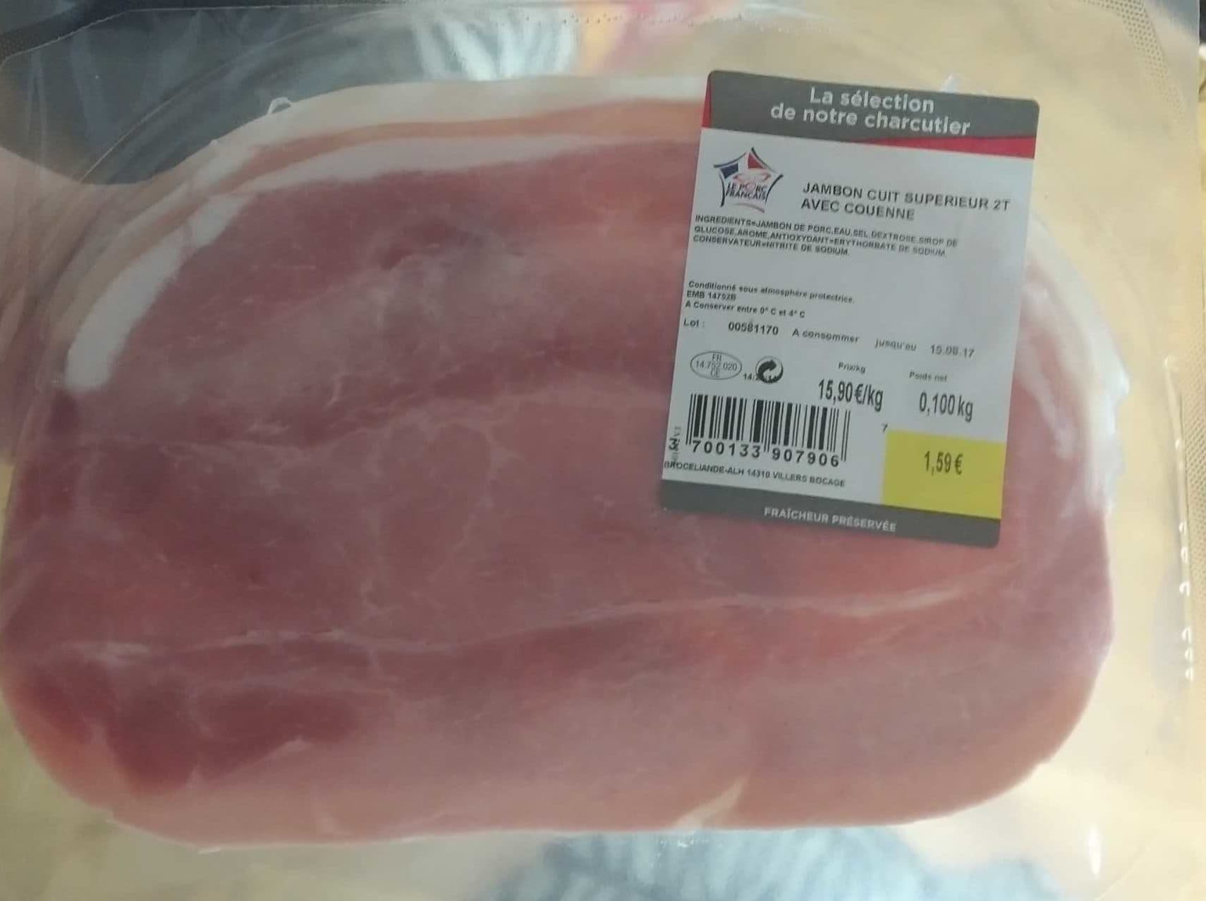 Brocéliande ALH Jambon cuit supérieur 2t avec couenne packshot