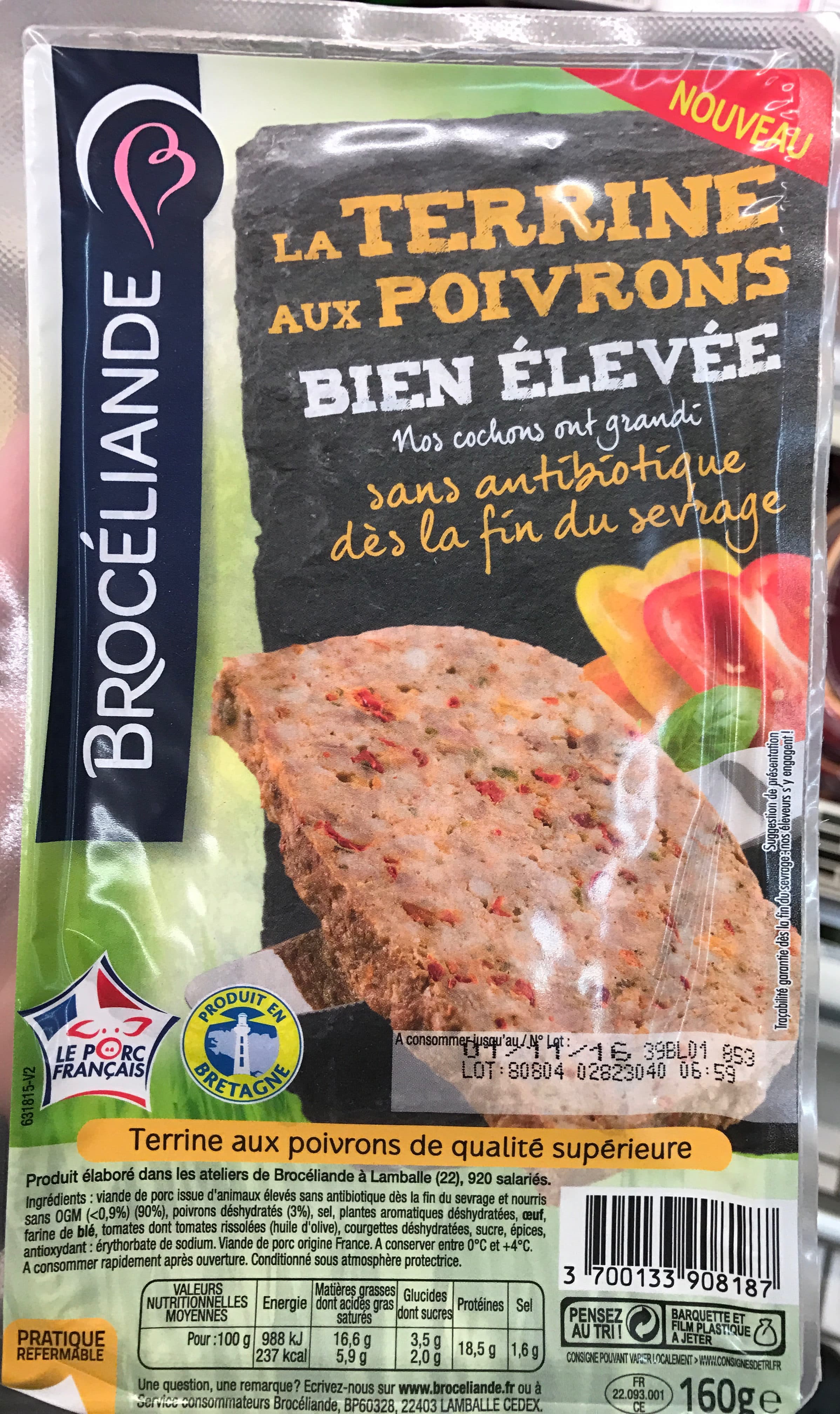 Brocéliande La Terrine aux Poivrons bien élevée packshot