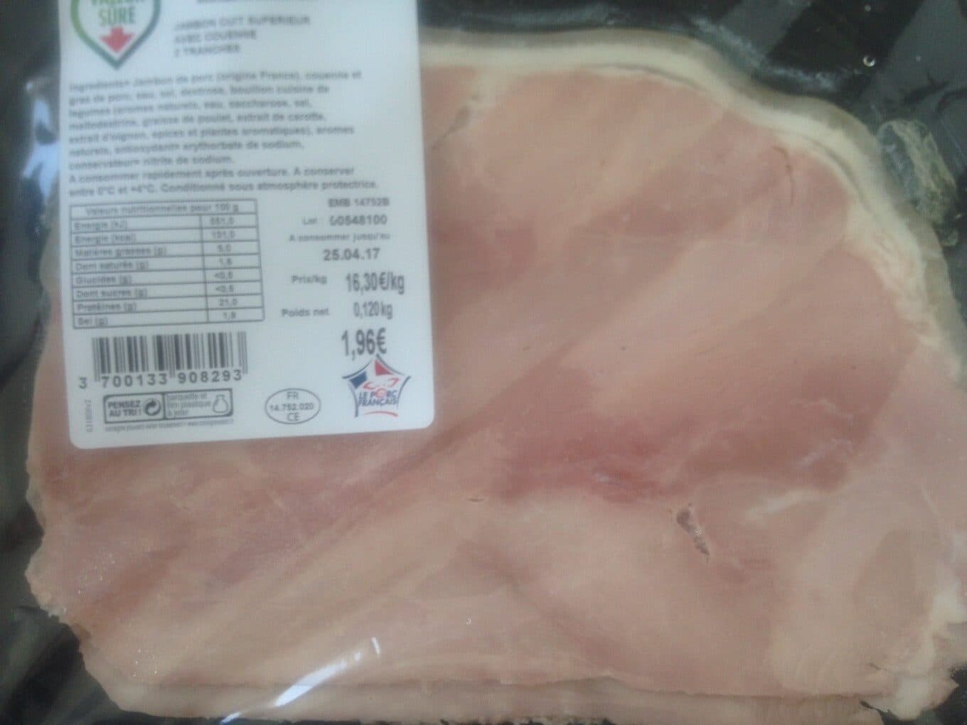 Match Jambon cuit superieur packshot