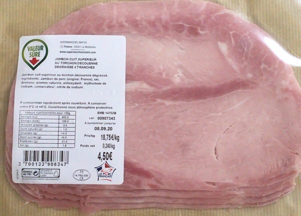 Supermarché Match Jambon Cuit Supérieur au Torchon Decouenne packshot