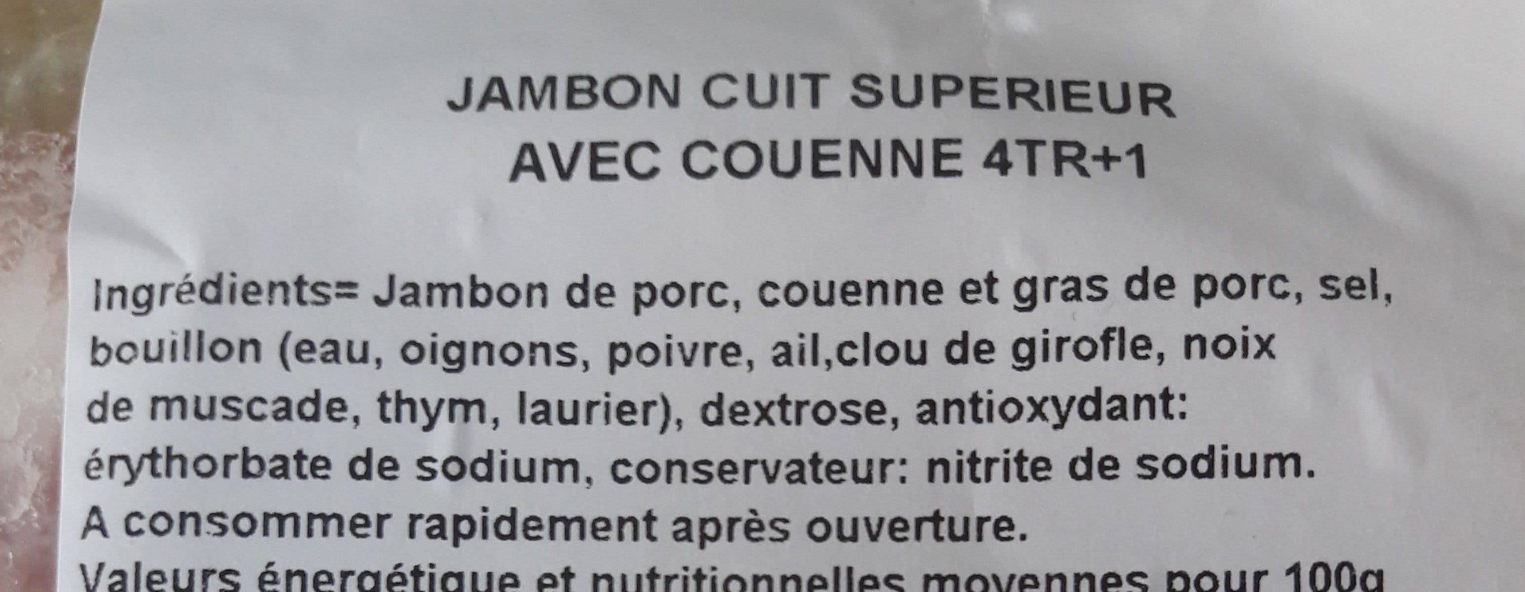 Open Food Facts Jambon cuit supérieur avec couenne packshot