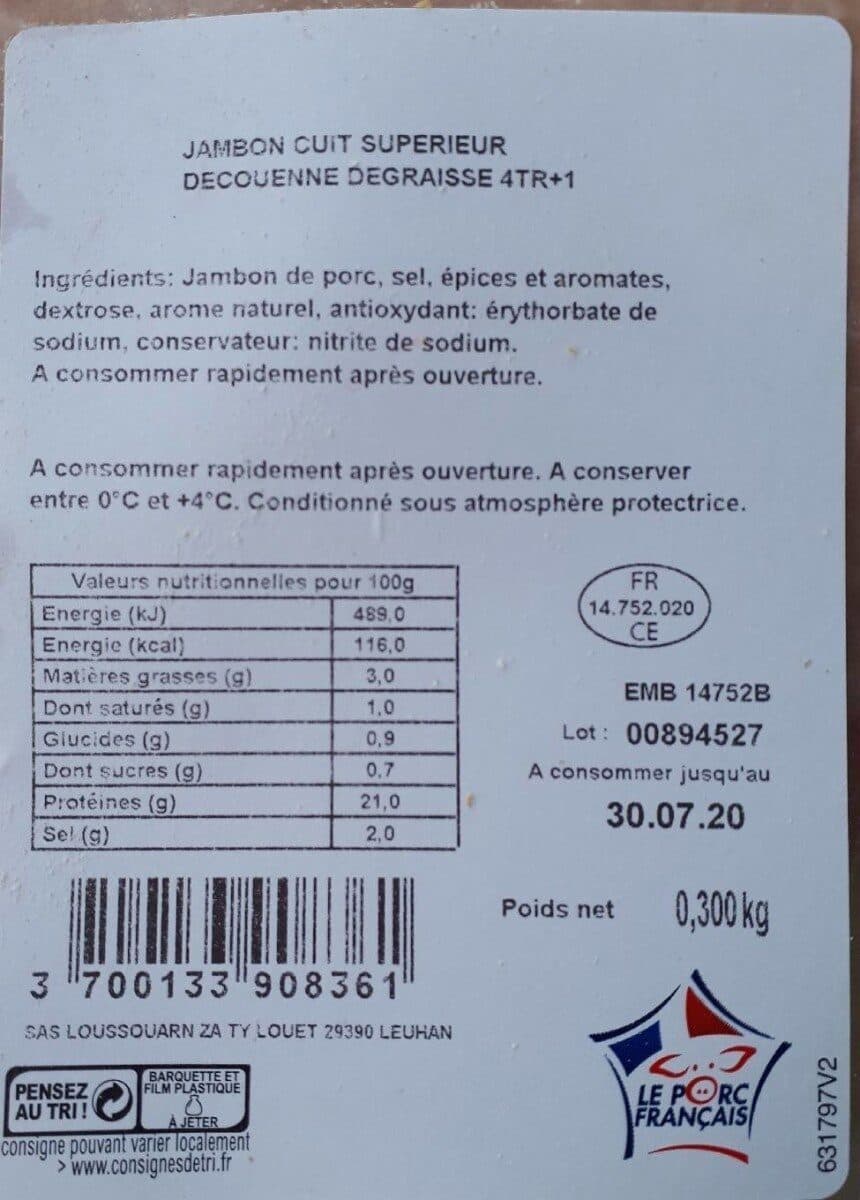 SAS LOUSSOUARN Jambon Cuit Supérieur packshot