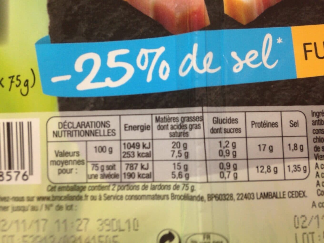 Brocéliande Lardons Bien Élevé fumés taux de sel réduit packshot