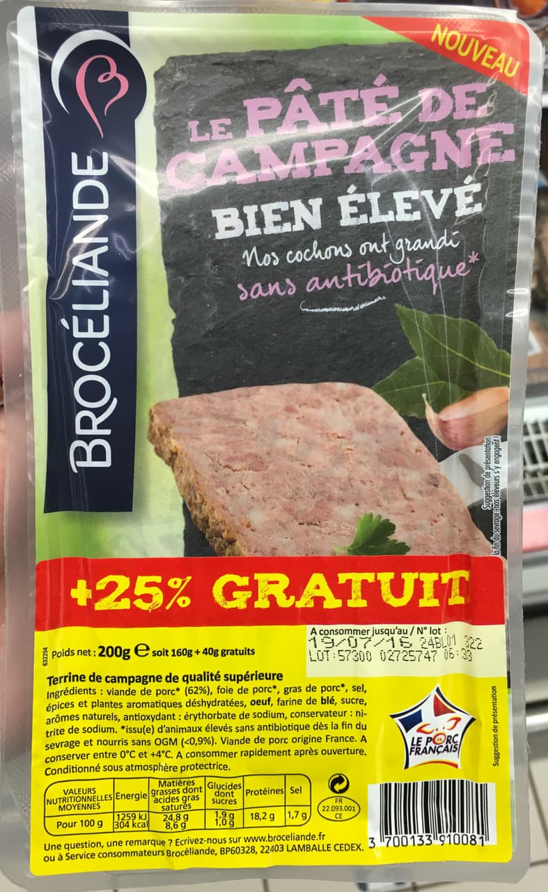 Brocéliande Le Pâté de Campagne bien élevé (+25% gratuit) packshot