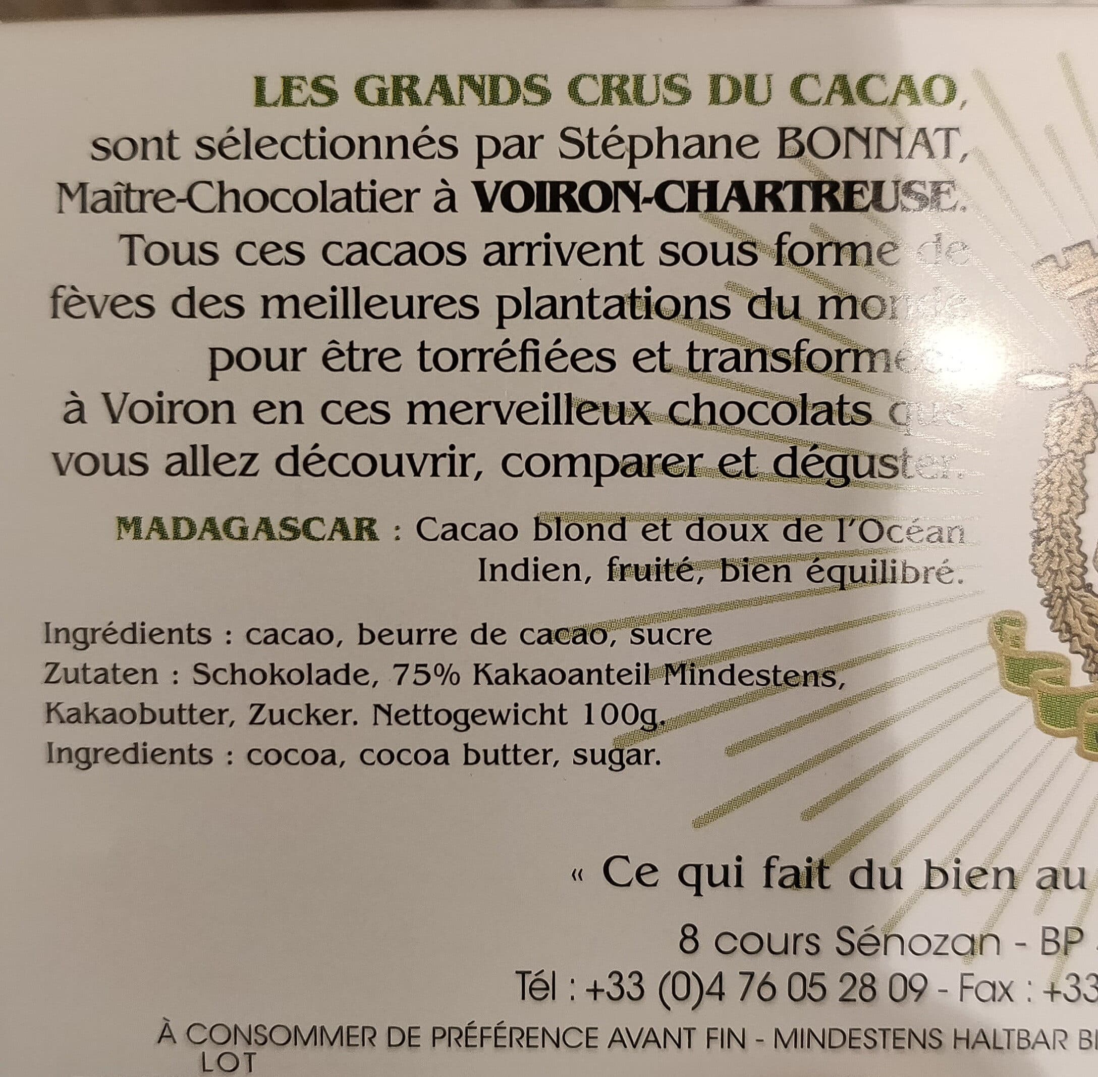 Chocolat Bonnat Chocolat Madagascar packshot