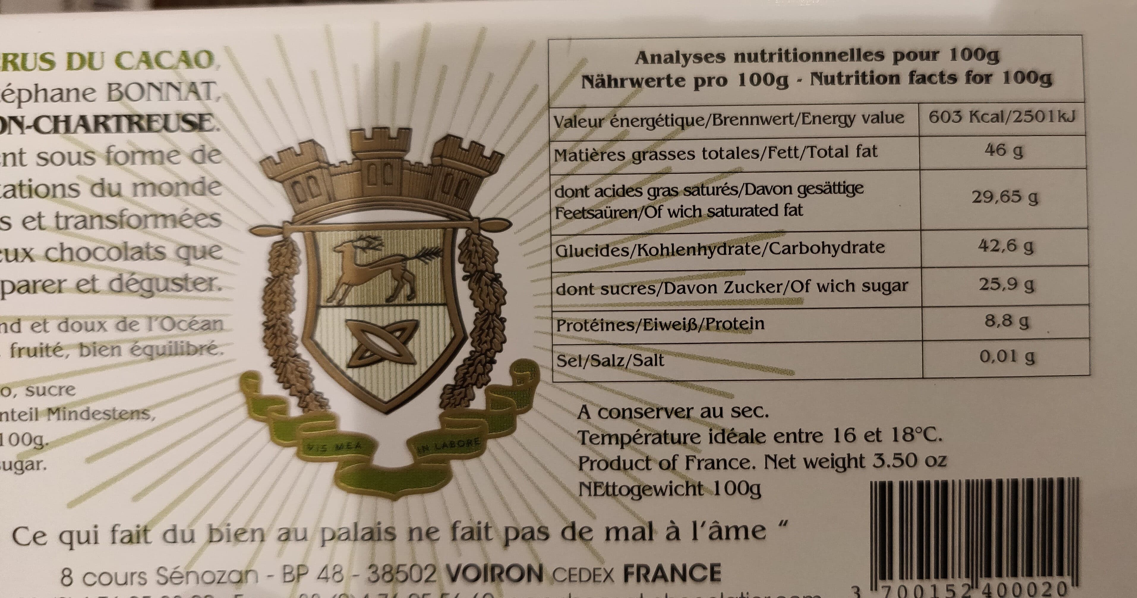 Chocolat Bonnat Chocolat Madagascar packshot