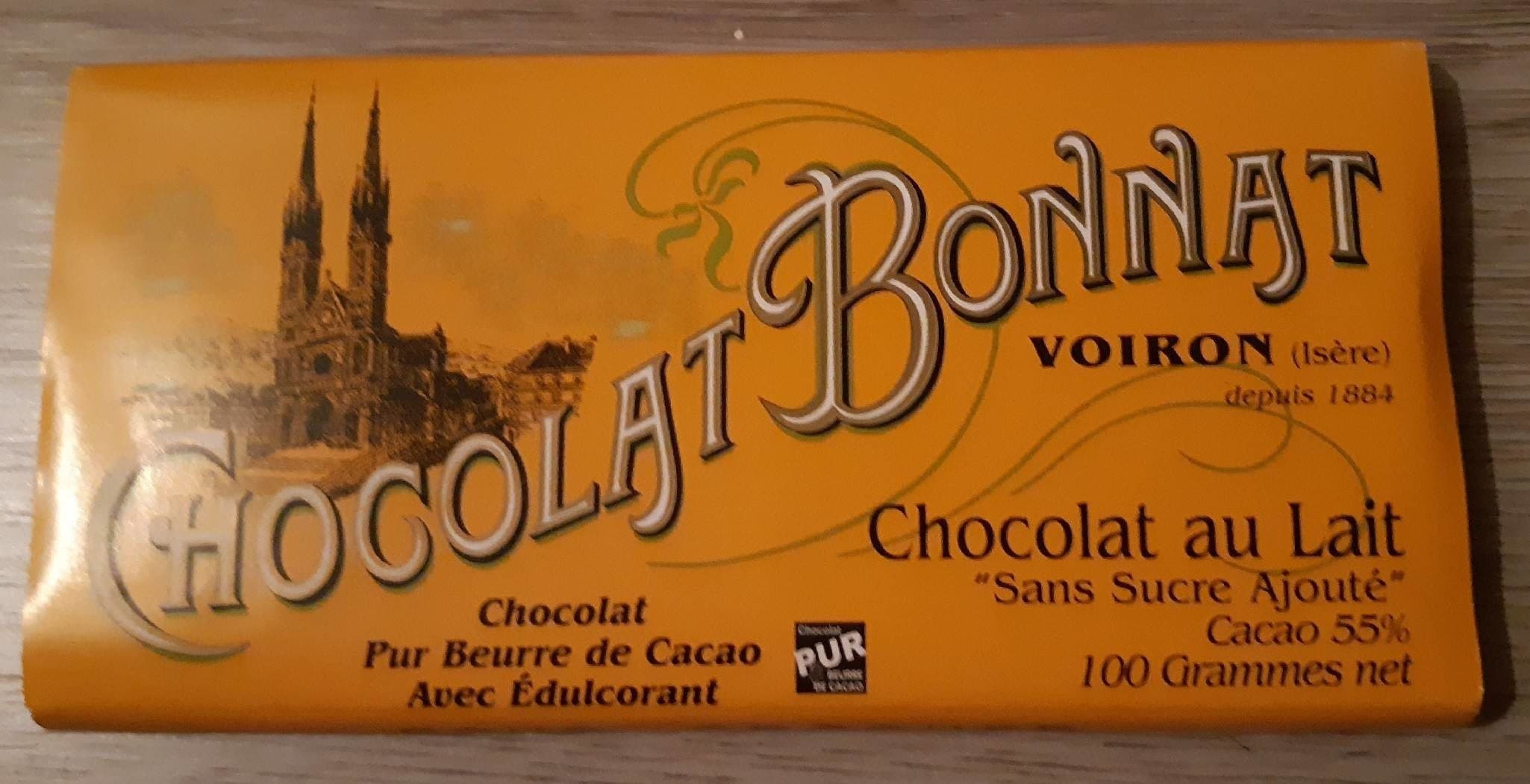 Chocolat Bonnat Chocolat Bonnat chocolat au lait "sans sucre ajouté" cacao 55 % packshot