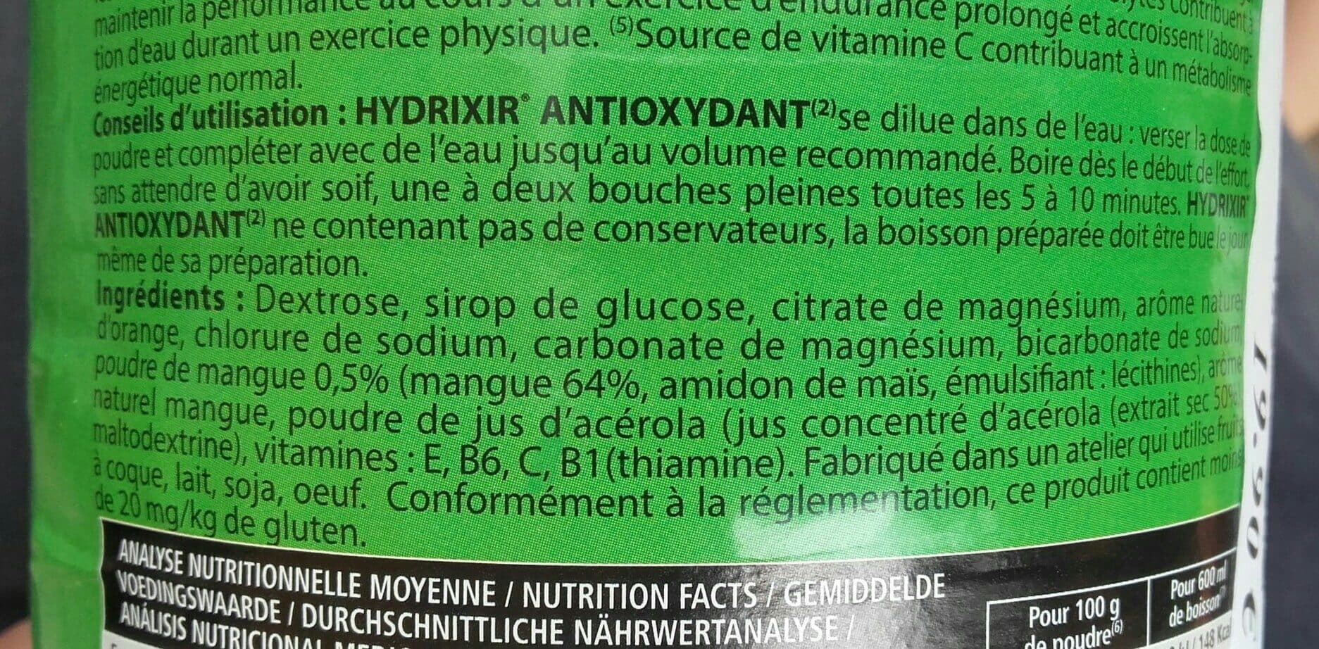 Open Food Facts Hydrixir Antioxydant 600G Orange Mangue packshot