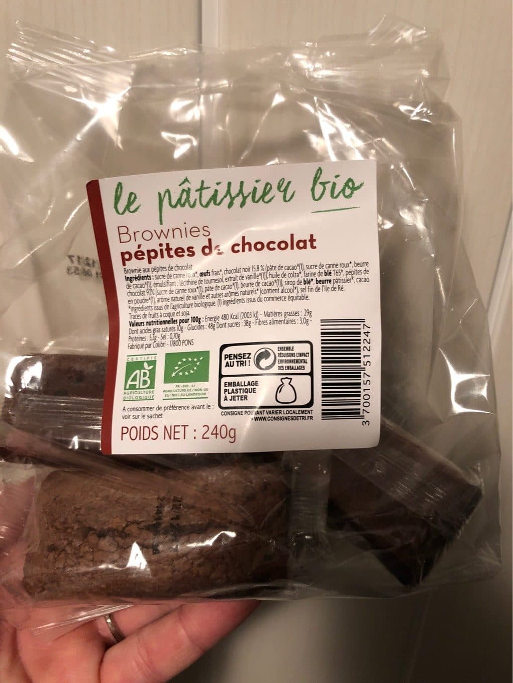 Le Patissier Bio Brownies pepites de chocolat packshot