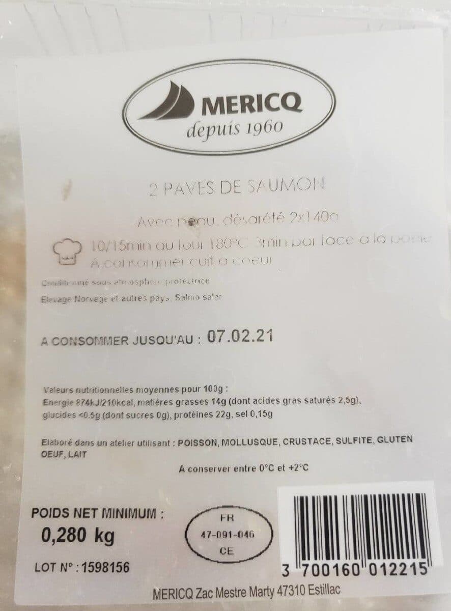 Mericq Mericq, Pave de saumon norvégien, les 2 x 140 gr packshot