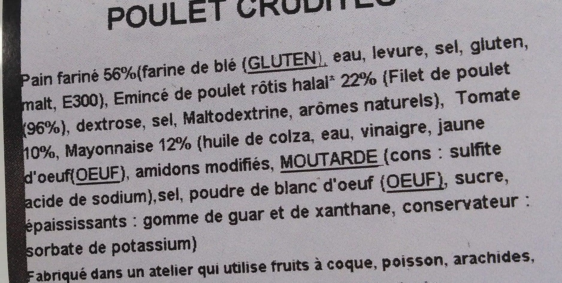 Open Food Facts Baguette farine poulet crudités packshot