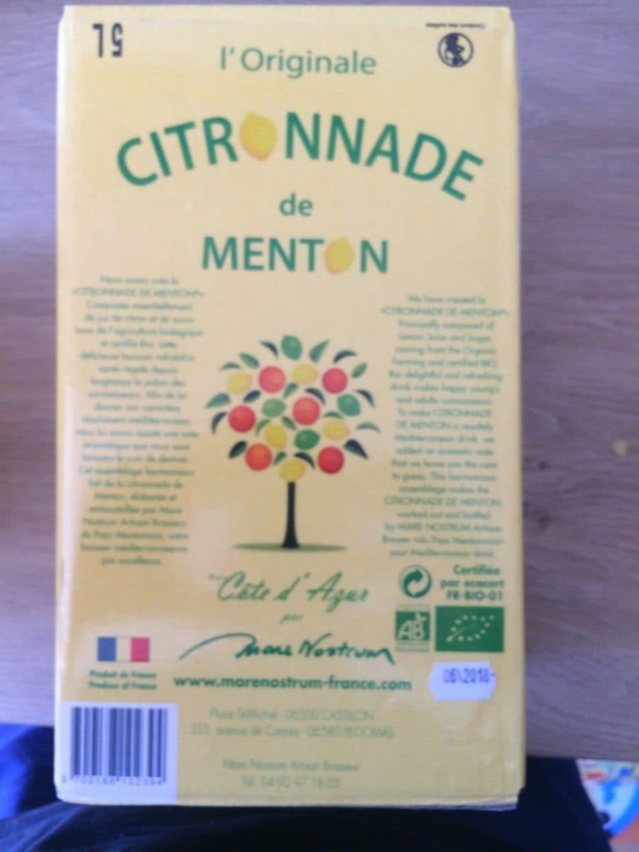 Open Food Facts Citronnade de menton packshot