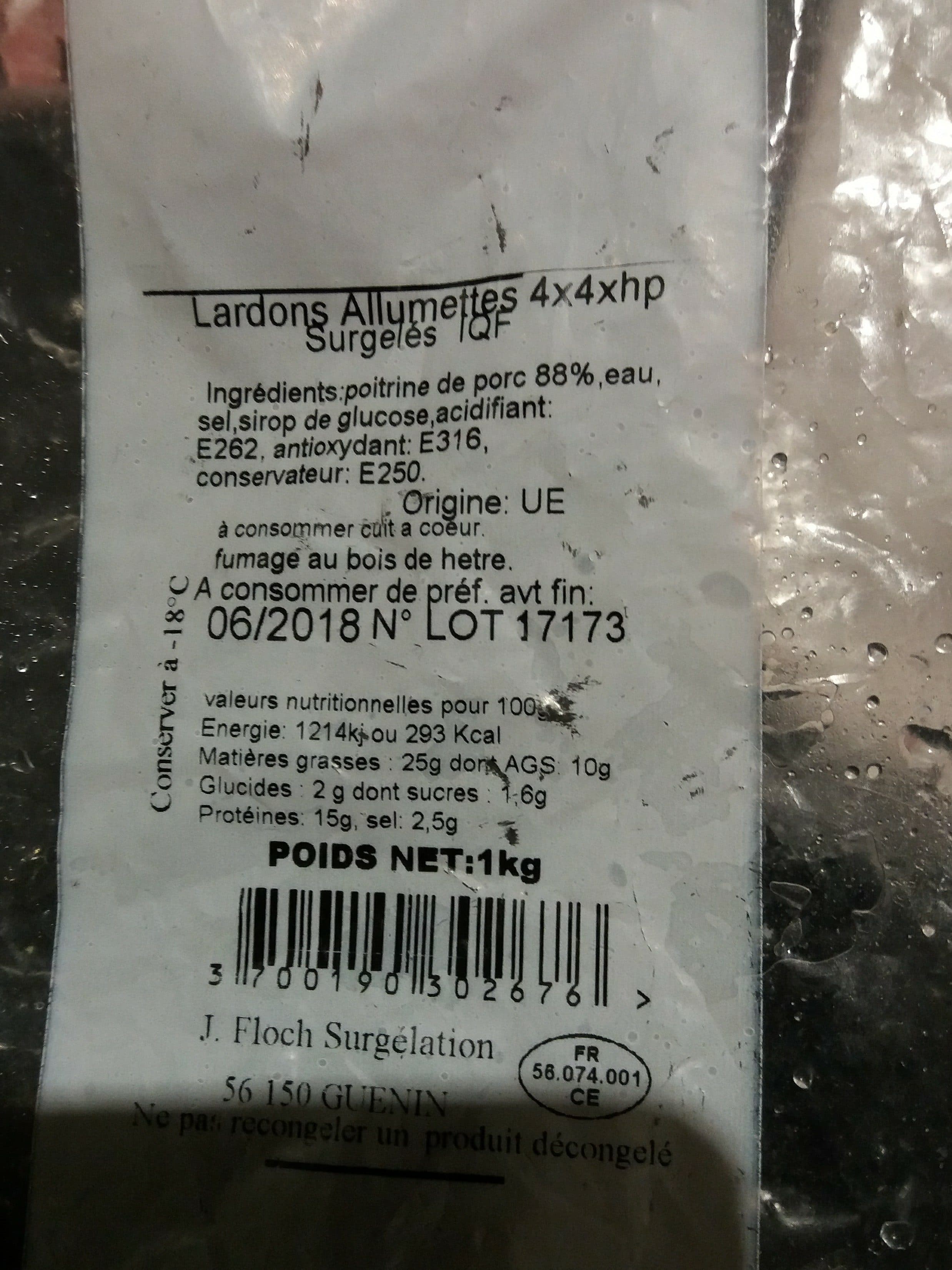 J.Floch Surgelation Lardons allumettes 4x4xhp surgelés iqf packshot