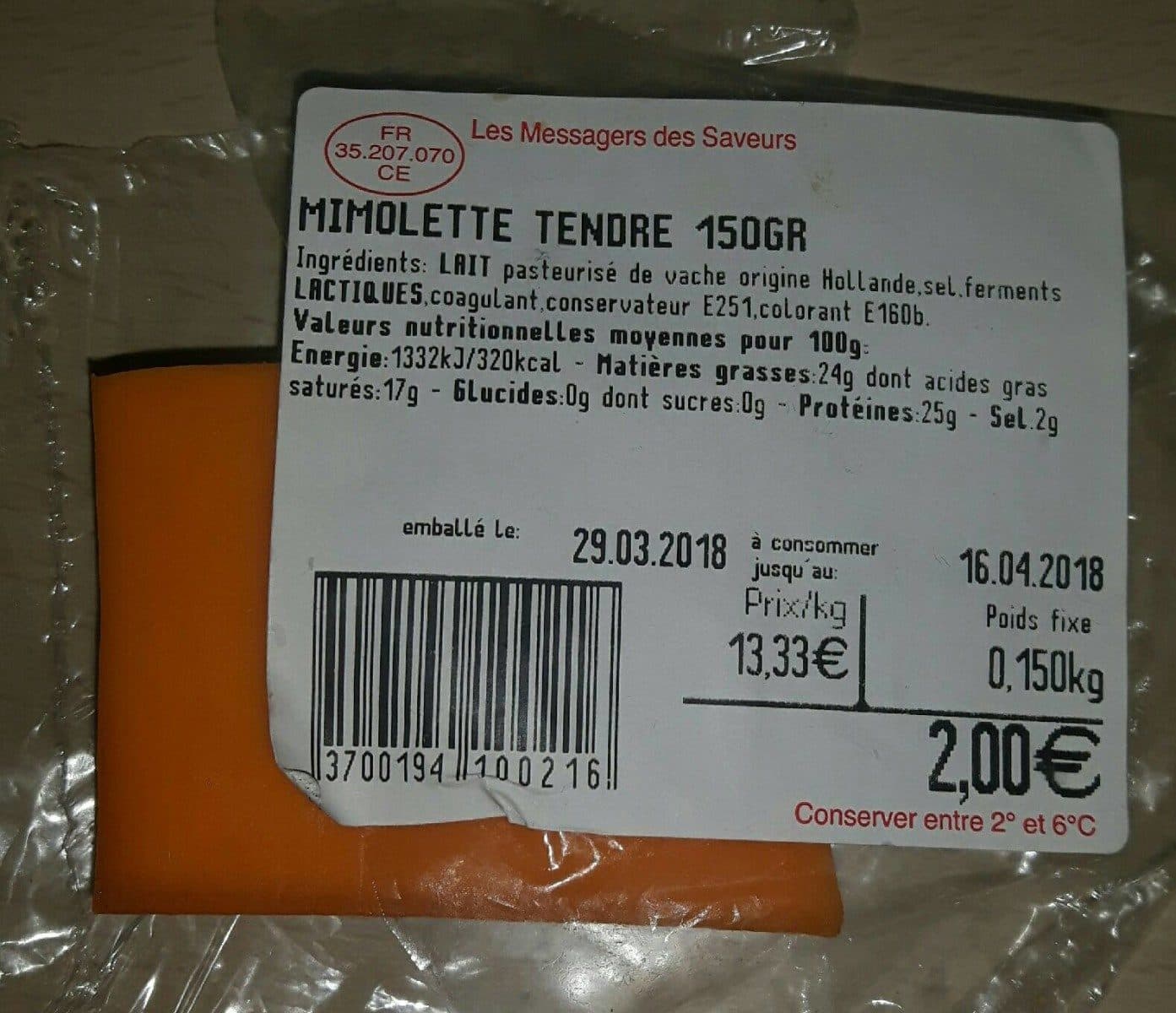 Open Food Facts Mimolette tendre 150GR packshot