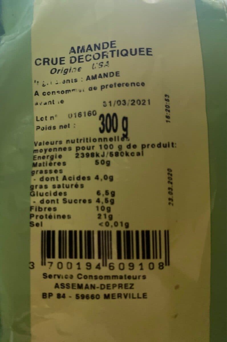 FRUIDYLLIC Amandes crue décortiquées packshot