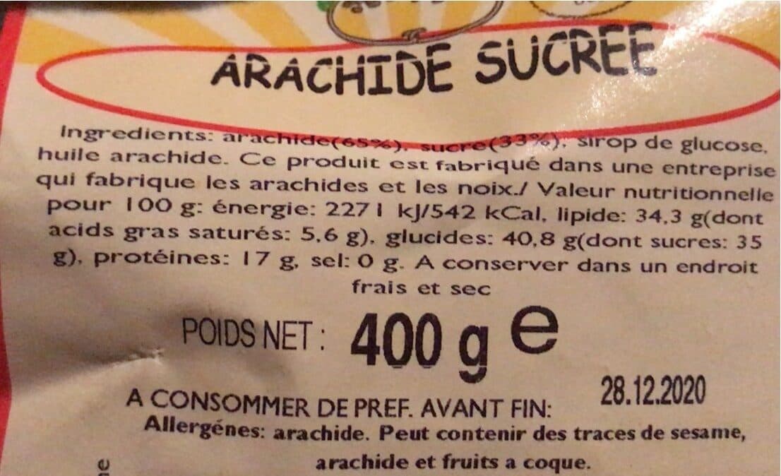 Tamara Arachide sucréé packshot