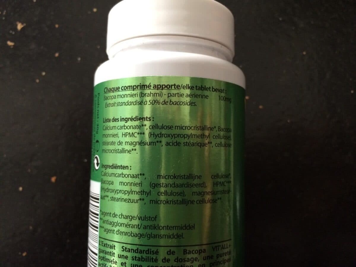 Open Food Facts Bacopa 100MG - 60 Comprimés - Vitall+ packshot