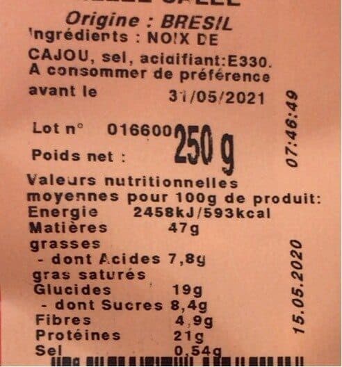 Fruidelys Noix de cajou packshot