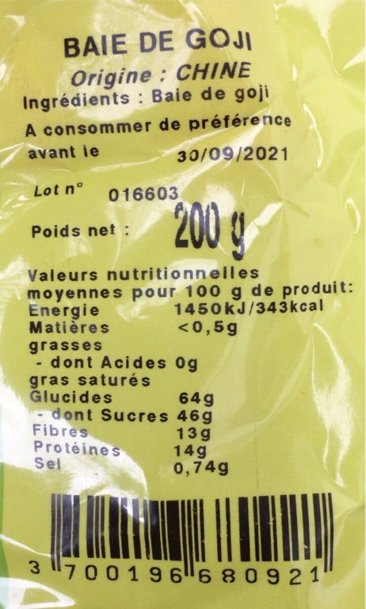 Fruidyllic Baie Goji séchés 200g Fruidyllic packshot