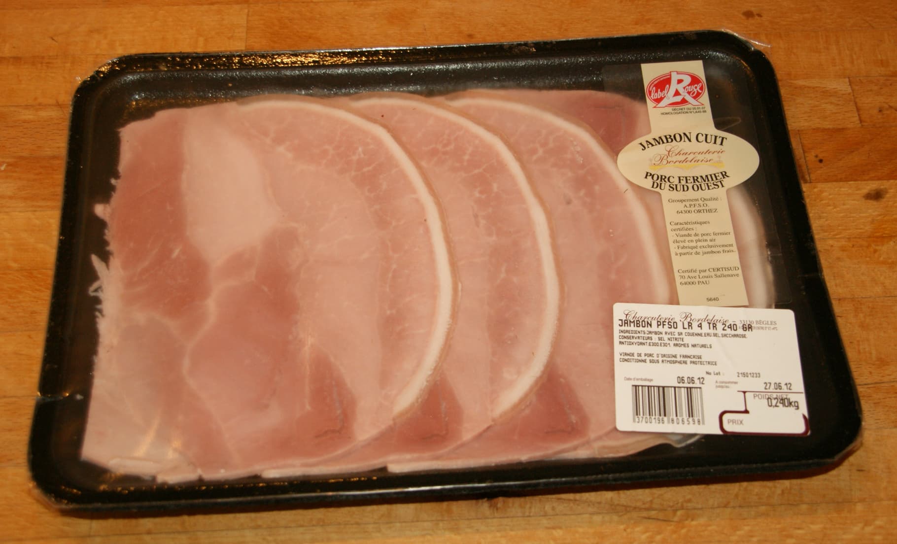 Charcuterie Bordelaise Jambon cuit de porc fermier du Sud-Ouest packshot