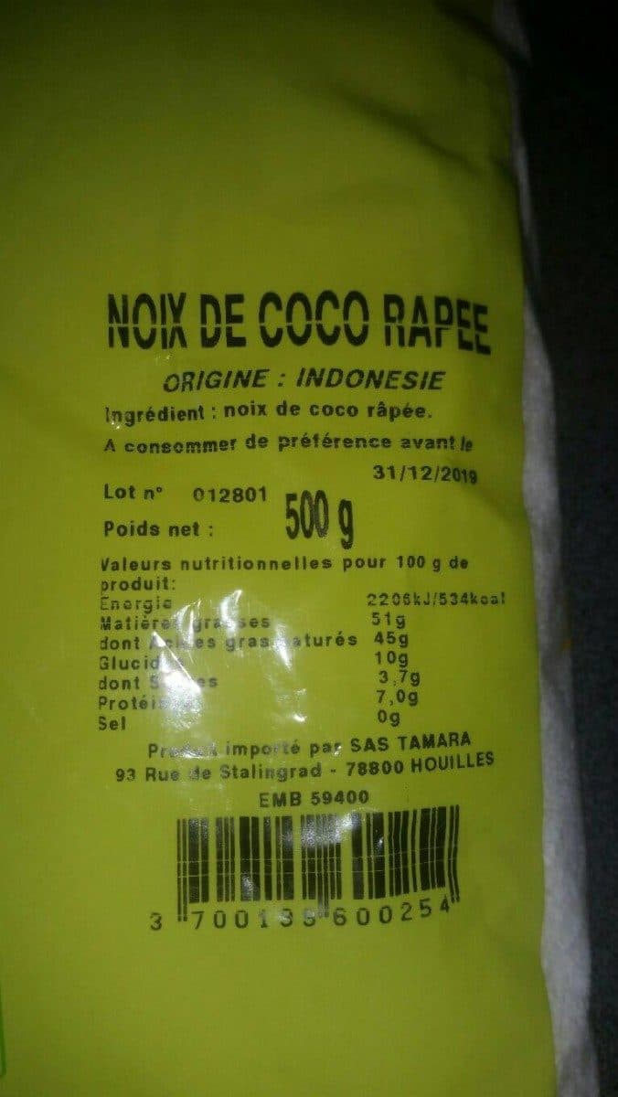 Open Food Facts Noix de coco rapé packshot