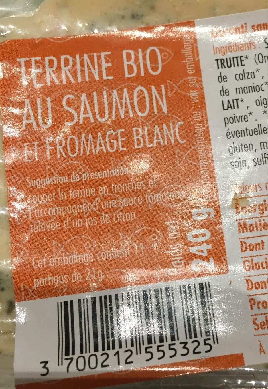 Agriculture UE Terrine Bio au Saumon packshot